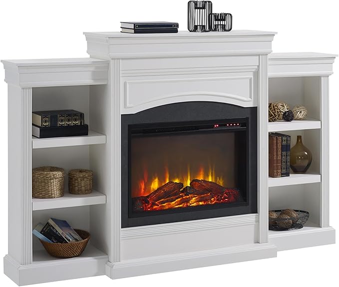 Ameriwood Home Lamont Mantel Electric Fireplace with Bookshelves