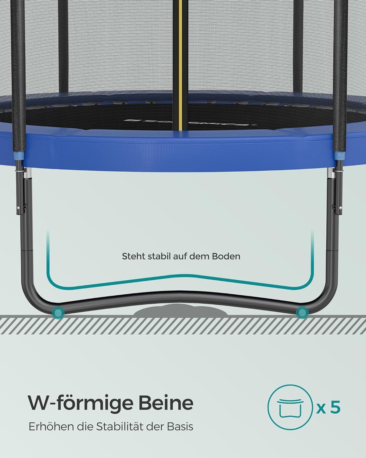 SONGMICS Outdoor Trampoline Ø 427 cm, Round Garden Trampoline with Safety Net and Ladder, Edge Cover, Padded Frame, for Childre