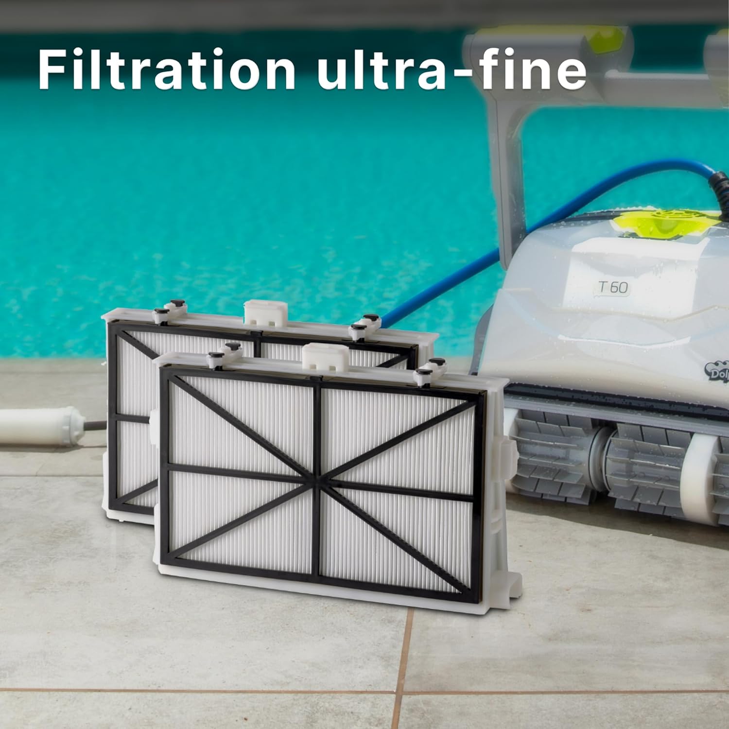 DOLPHIN T60 Electric Pool Cleaner Robot - Wall Cleaning, In-Ground Pool Up to 15 m