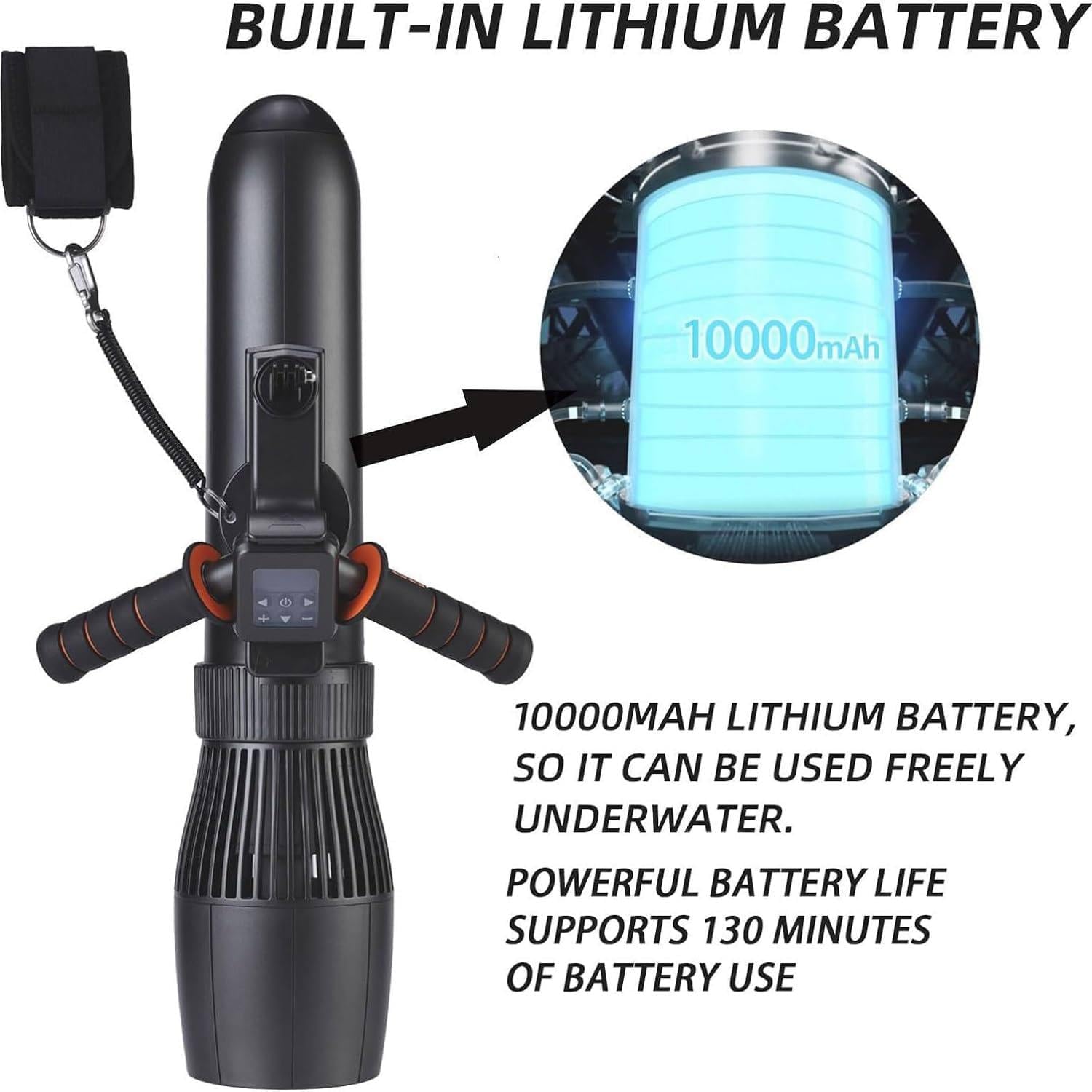 XDLYWUZIQ Portable Kayak Booster, 130mins Brushless Underwater Thruster Set, 10km/h Electric Underwater Sea Scooter, Diving Scooter for Kayaks/Inflatable Boats