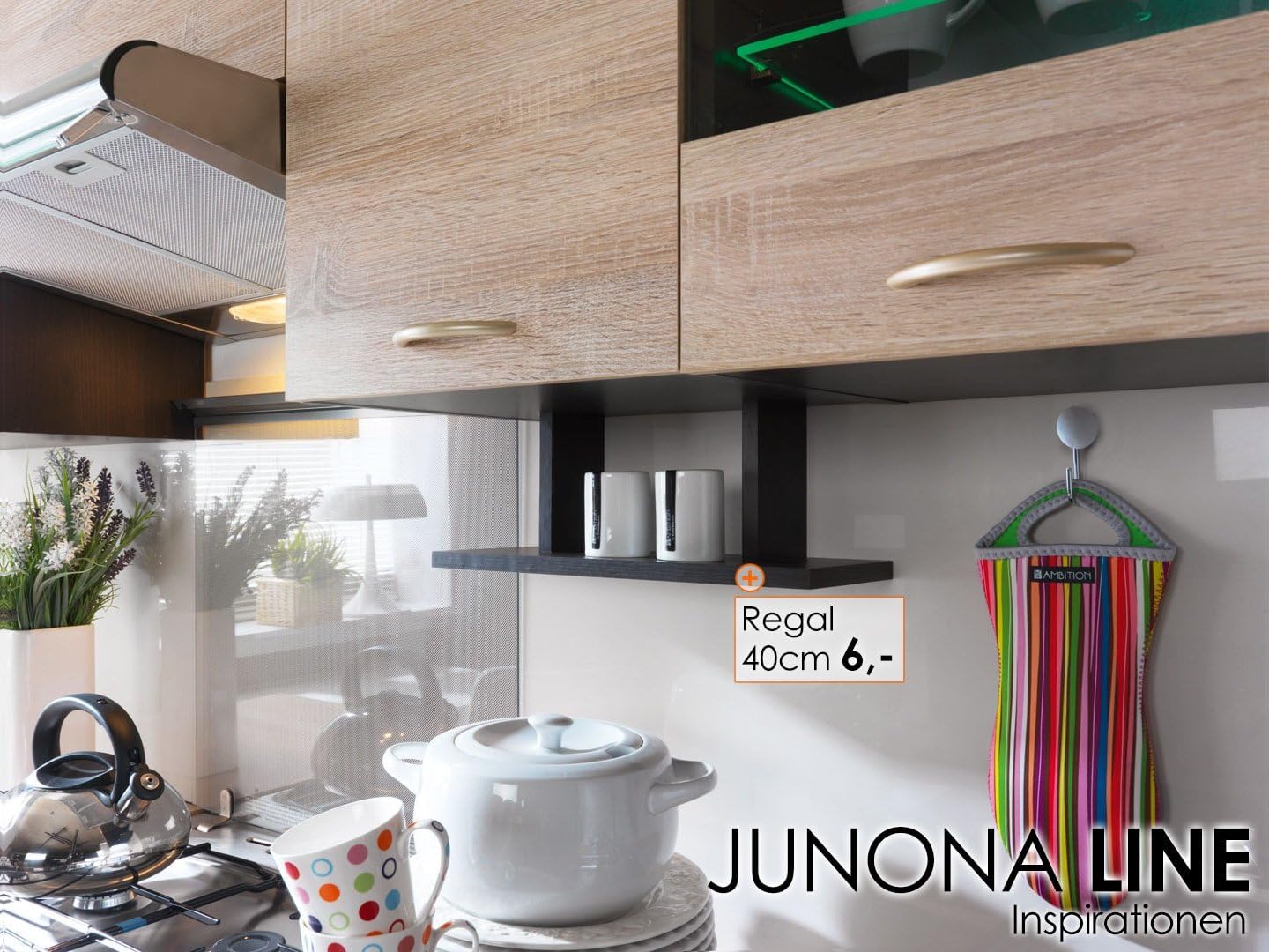 FIWODO Junona Line 240 Fitted Kitchen Set with Full-Extension Drawers Choice of 3 fronts 240 cm EICHE / EICHE