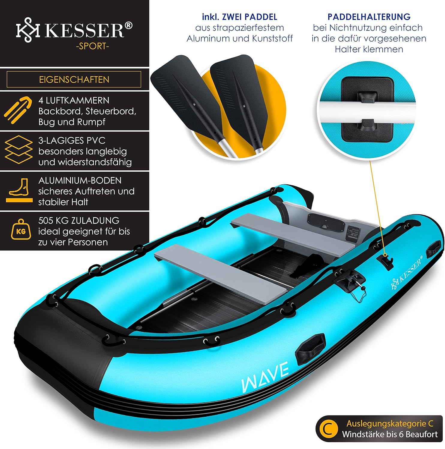 KESSER® Inflatable Boat 3.20 m for 4 People