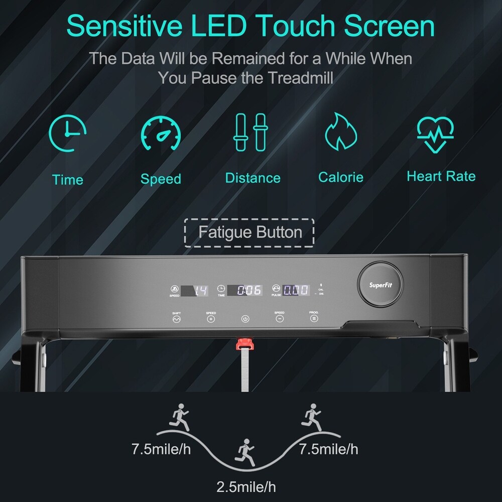 4.0HP Foldable Electric Treadmill Jogging Machine with Speaker LED - 57.5 x 31 x 43.5 (L x W x H)