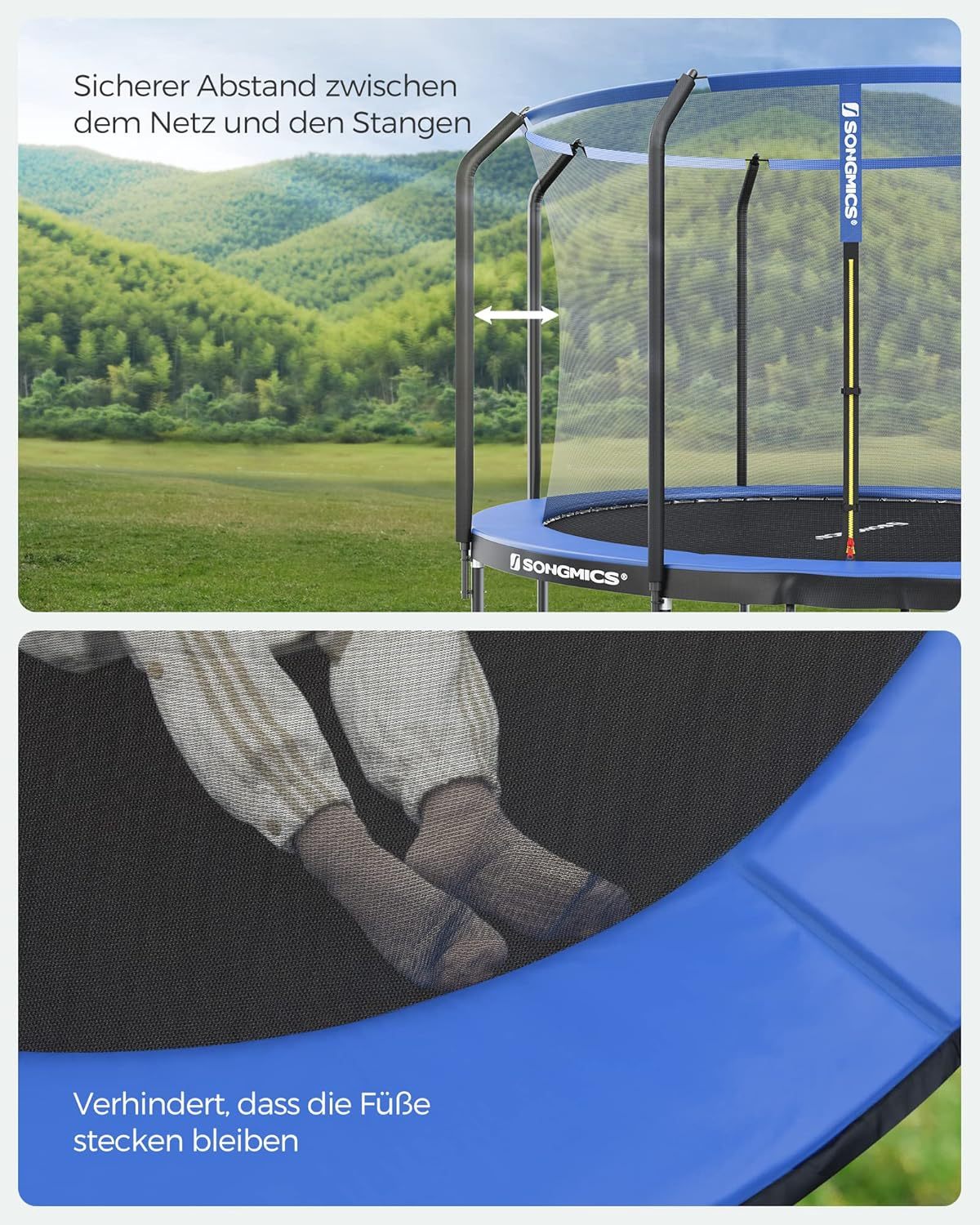 SONGMICS Outdoor Trampoline Ø 244 cm, Round Garden Trampoline with Safety Net and Ladder, Edge Cover, Padded Frame, for Children