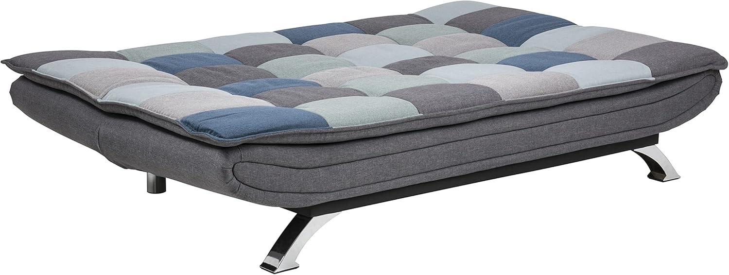 AC Design Furniture Jasper Sofa Bed W: 196 x H: 91 x D: 96 cm, Dark Grey/Black, Fabric/Metal