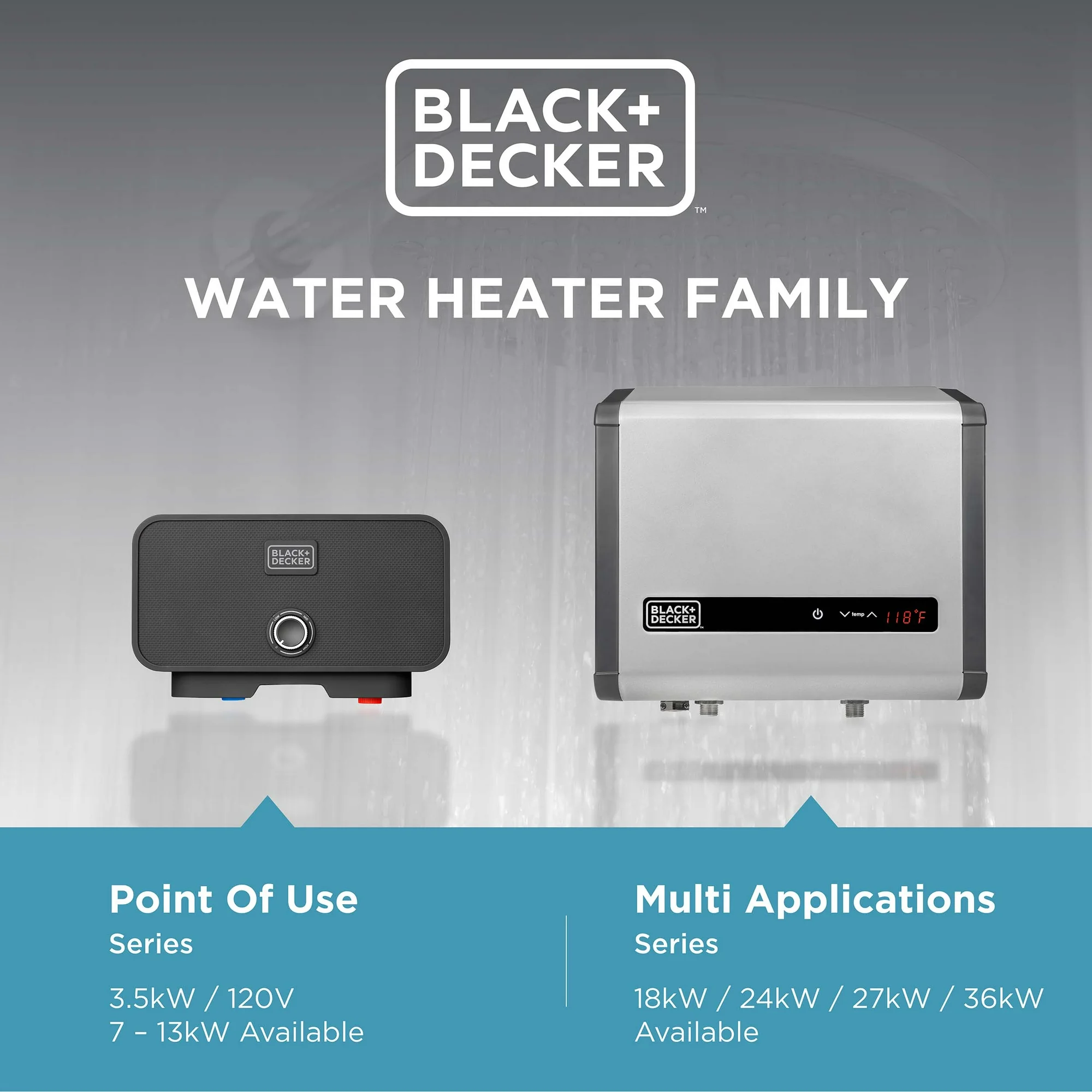 BLACK+DECKER 24 kW Self-Modulating 4.68 GPM Electric Tankless Water Heater, Multi-Application hot water heater electric