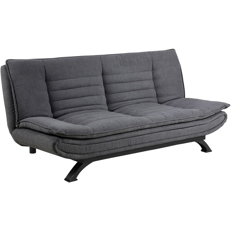 AC Design Furniture Jasper Sofa Bed W: 196 x H: 91 x D: 96 cm, Dark Grey/Black, Fabric/Metal