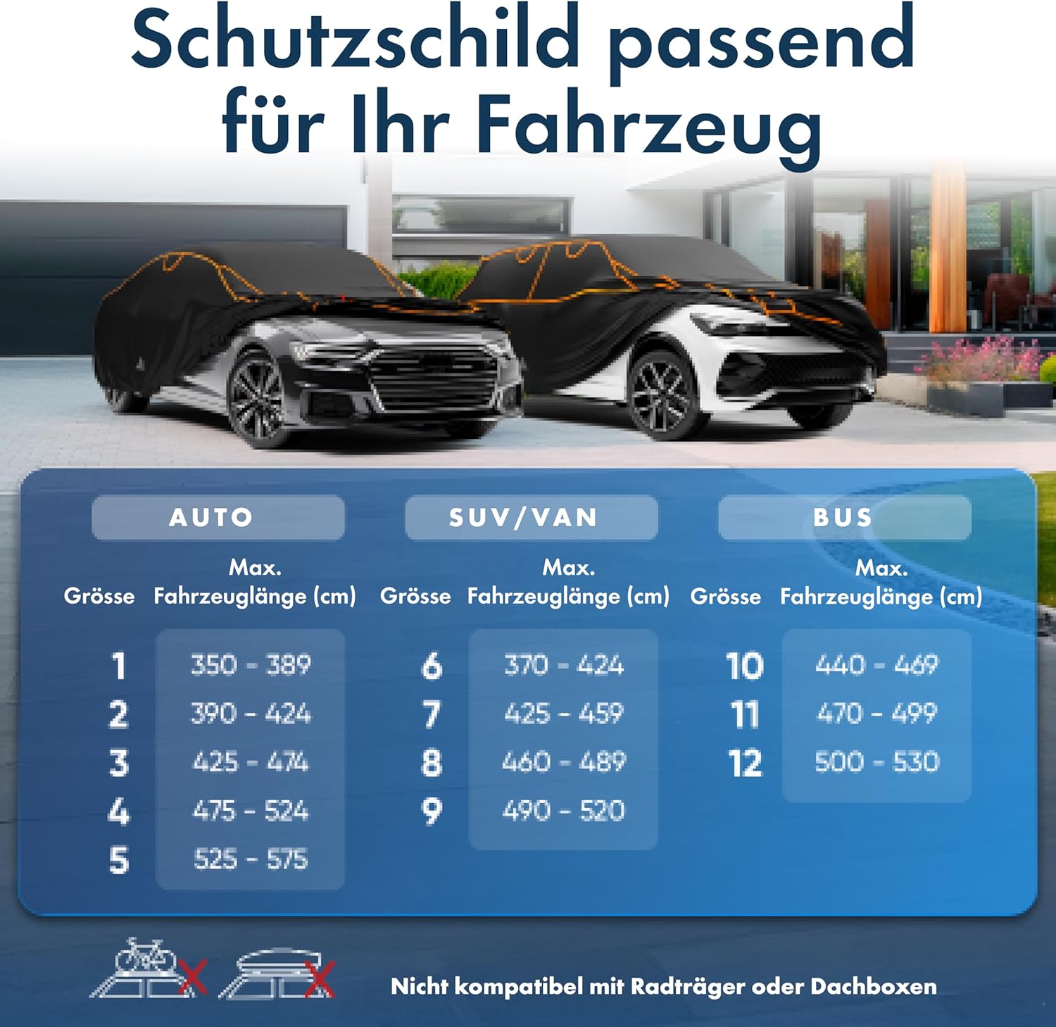 Walser hail protection tarpaulin car, award very good* car hail protection tarpaulin, TÜV tested* tarpaulin car Perma Protect, car garage cover, cover car, car cover size 2