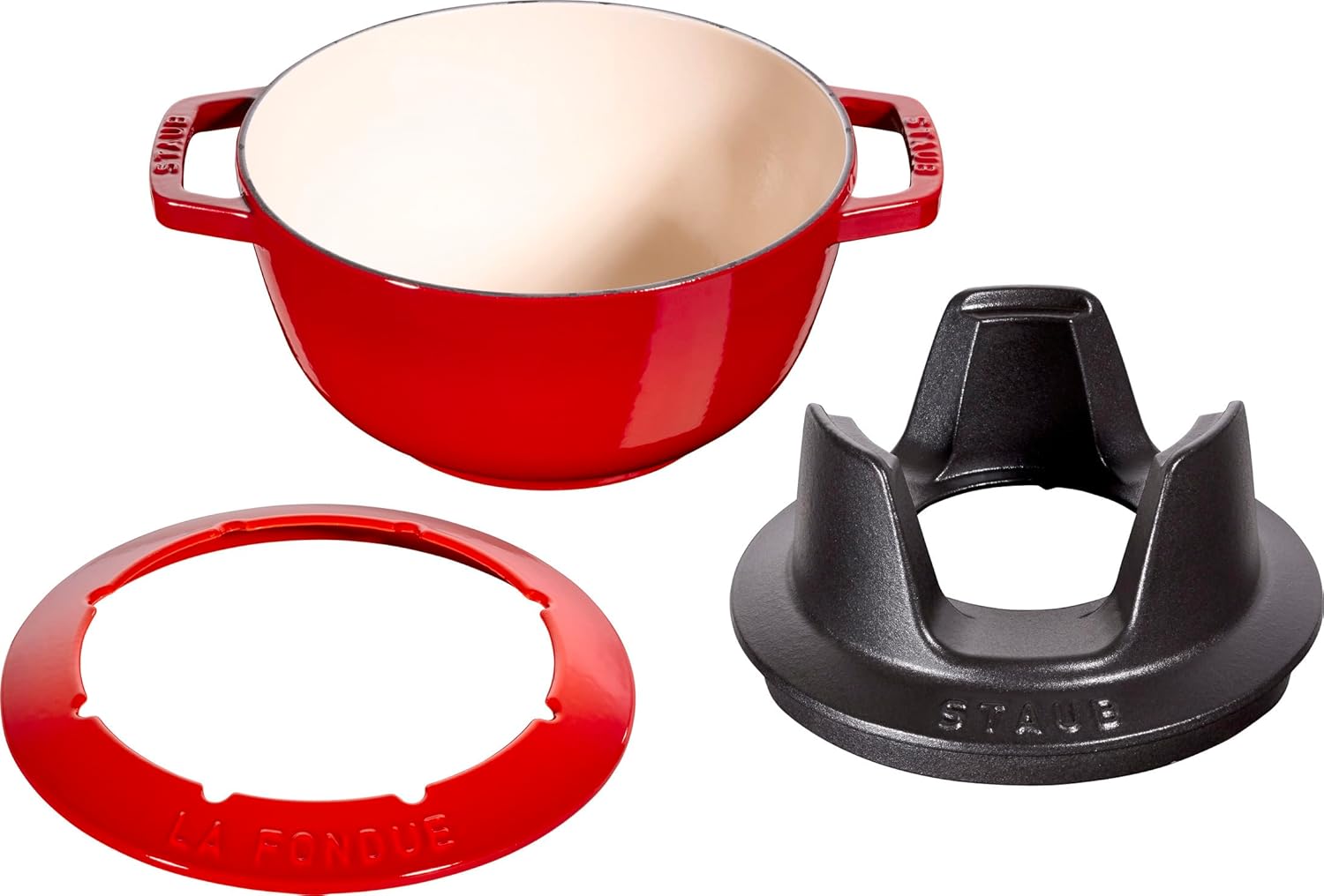 Staub Fondue Set with 6 Forks, Suitable for Cheese, Chocolate and Meat Fondue