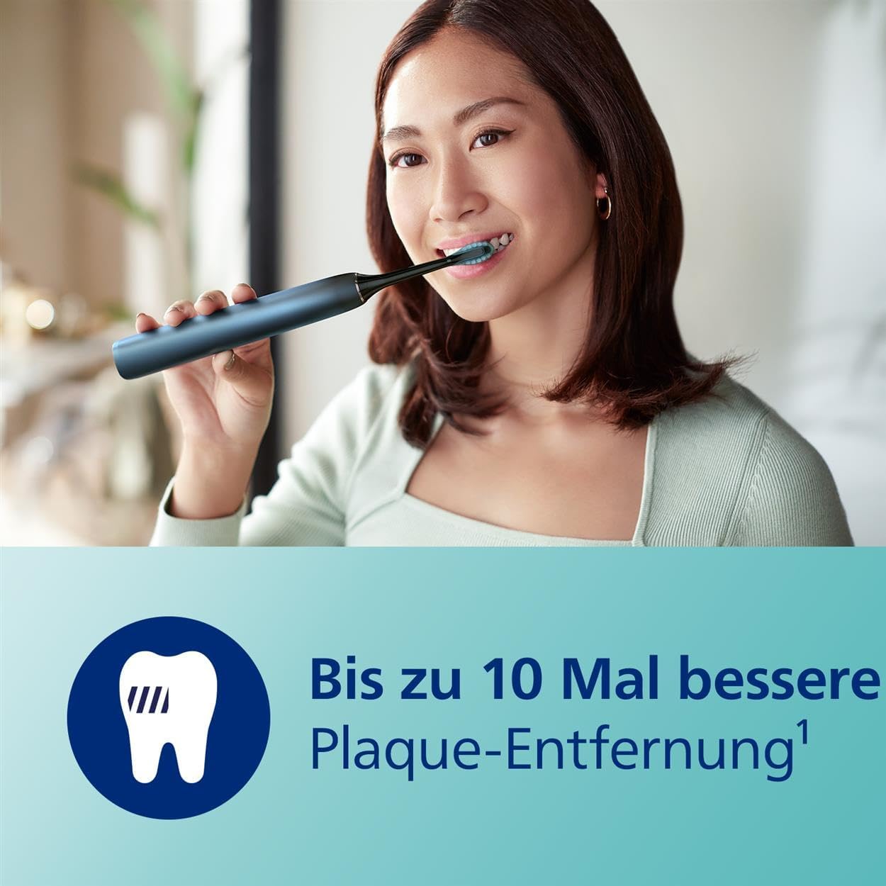 Philips Sonicare DiamondClean elektrische Zahnbürste der 9000er Serie – Schallzahnbürste, sauberere Zähne und Mundpflege mit 4x C3 Premium Plaque Defense-Bürstenköpfen, Aquamarine (Modell HX9911/89)