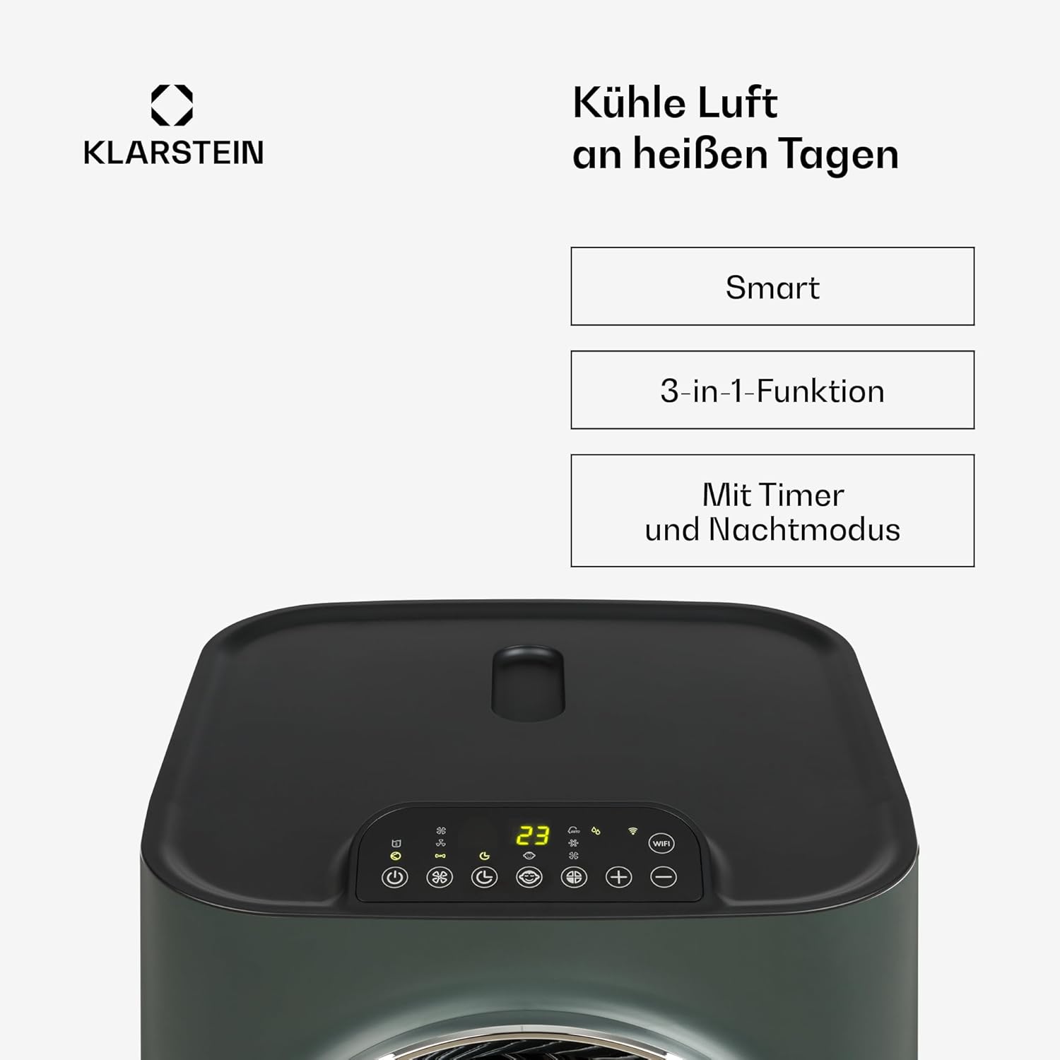 Klarstein Mobile Air Conditioner, 5-in-1 Air Conditioner, Fan, Dehumidifier, Air Purifier & Night Mode, App Control, Home Air Conditioner with Exhaust Hose, Air Conditioner, 10,000 BTU White [Energy Class A]