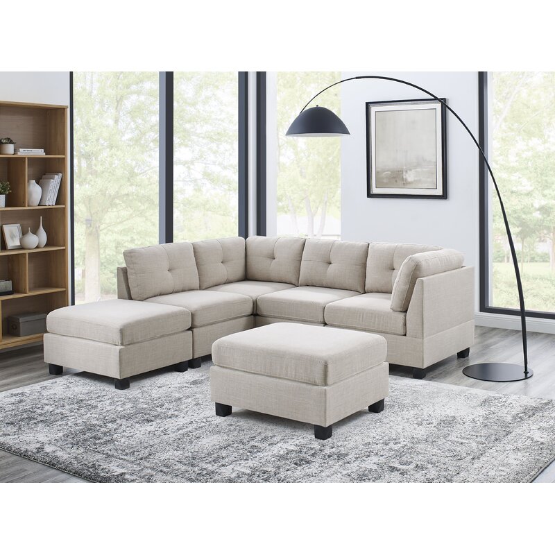 Chenault 92′′ Wide Reversible Modular Sofa & Chaise With Ottoman