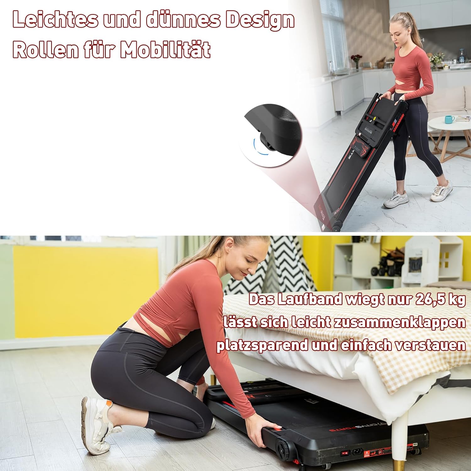 CITYSPORTS Electric Treadmill, Foldable Treadmill for Home up to 12 km/h, with LED Display, APP and 360° Tablet Holder, Compact Walking Pad for Home and Office