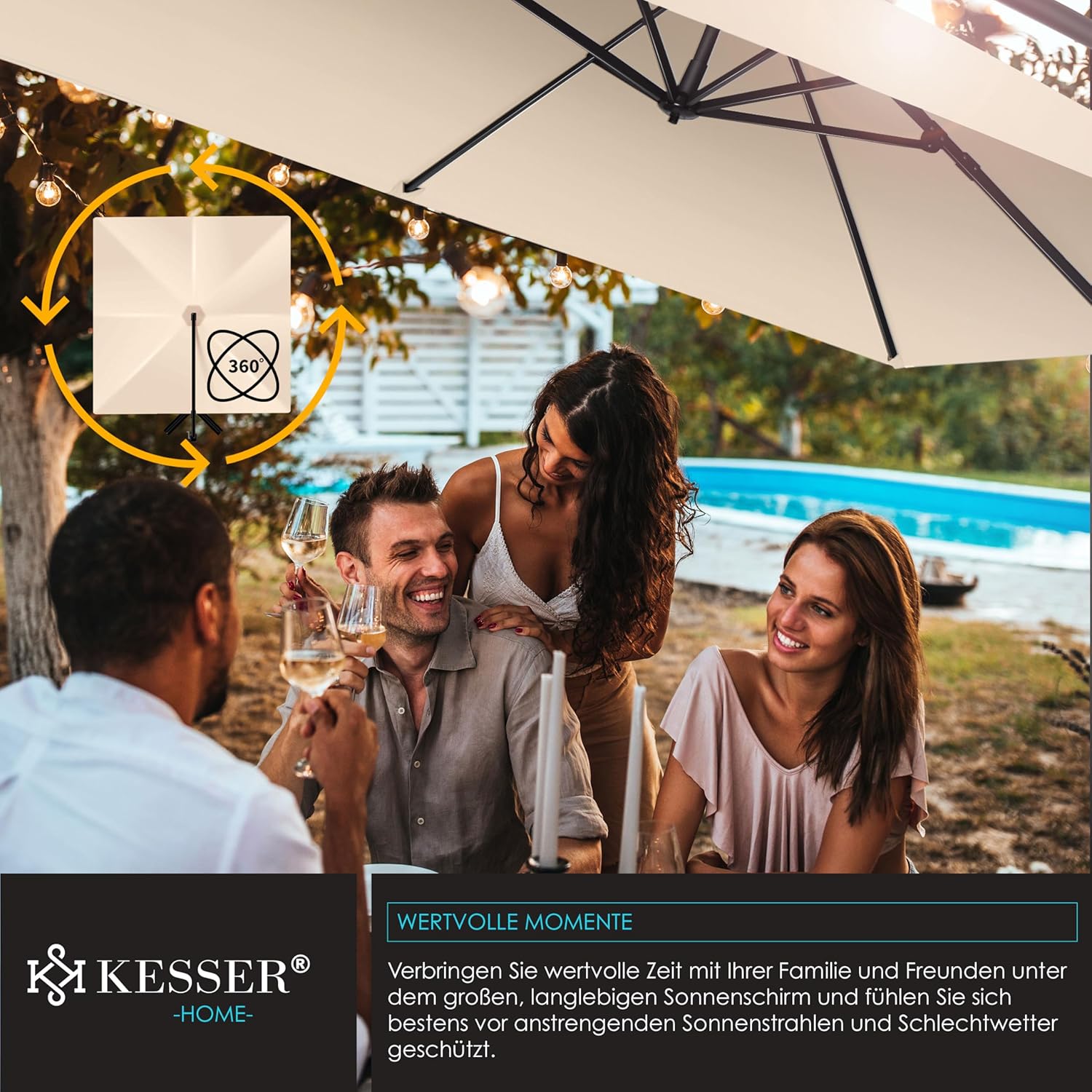 KESSER® Holly Parasol Rectangular with Cover