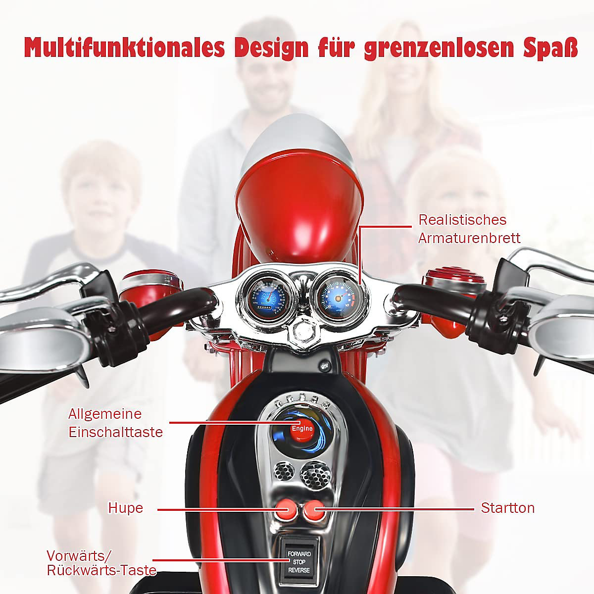 Motorrad Dreirdriges Design ab 3 Jahren rot