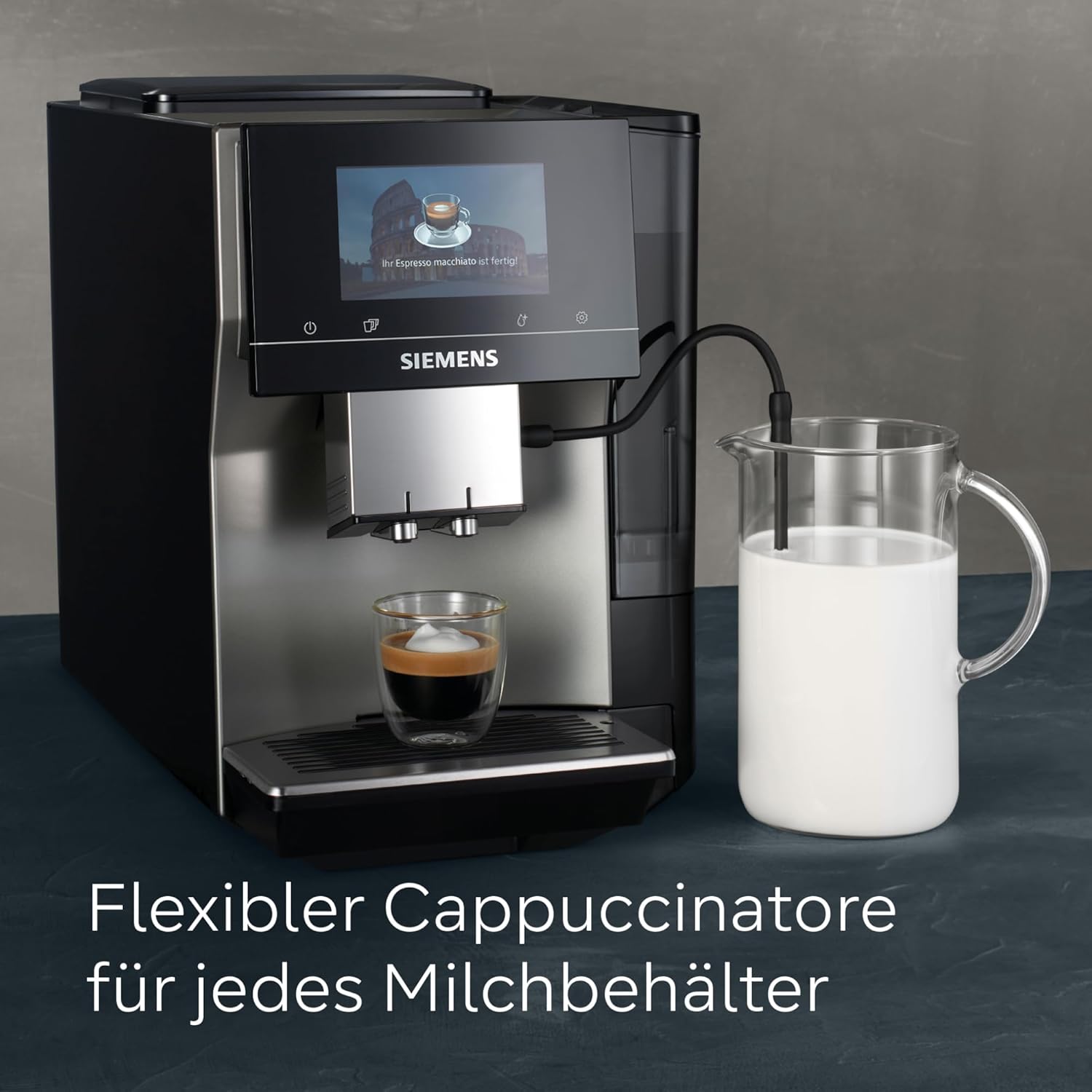 Siemens EQ700 Classic TP715D01 Fully Automatic Coffee Machine, App Control, Cold Brew, Intuitive Full-Touch Display, Up to 10 Individual Coffee Creations as Favourites, Automatic Steam Cleaning, 1500