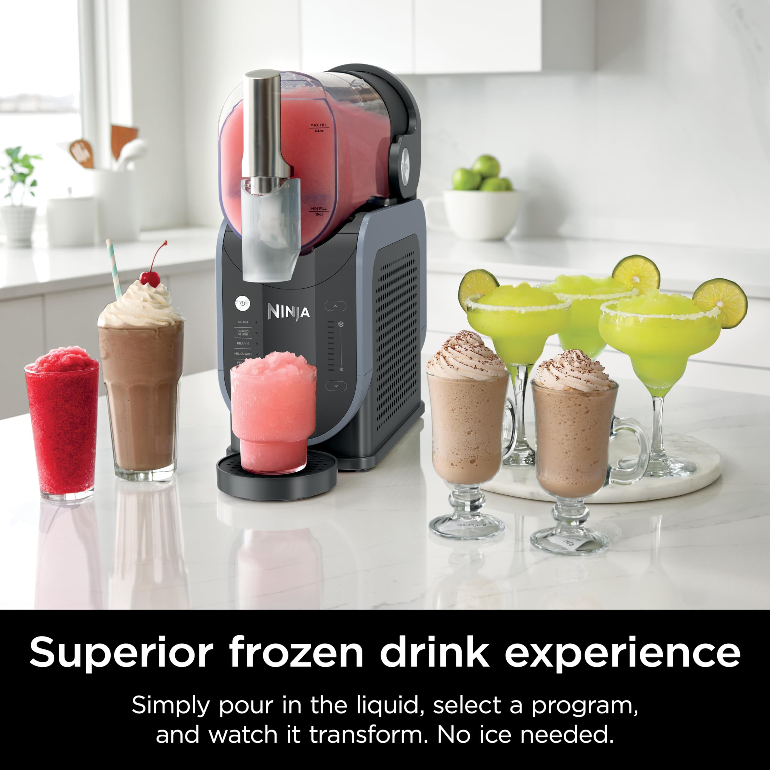 Ninja SLUSHi Professional Frozen Drink Maker with RapidChill Technology, 88 oz. Frozen Drink & Slushie Machine, 2 Preset Programs, Frozen Margaritas, and More, Premium Accents, Teal, FS299