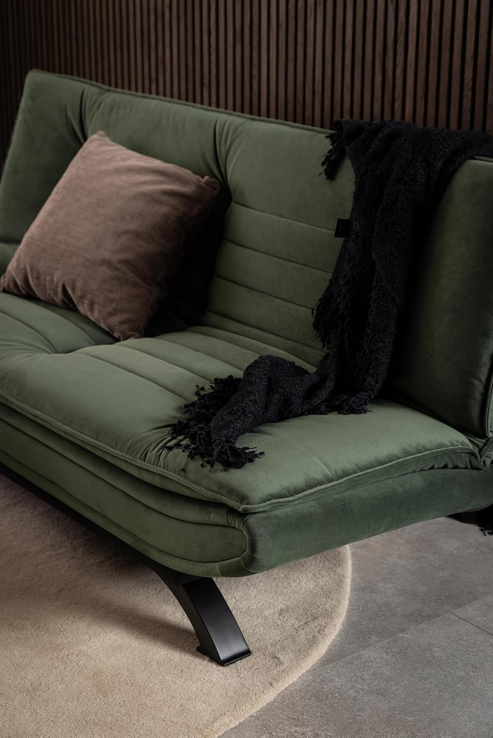 AC Design Furniture Jasper Sofa Bed W: 196 x H: 91 x D: 96 cm, Dark Grey/Black, Fabric/Metal