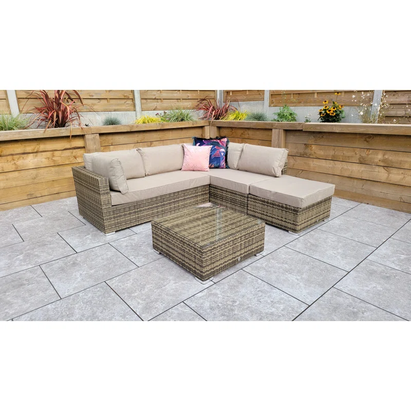 Margaret Wicker 5 - Person Garden Lounge Set with Cushions