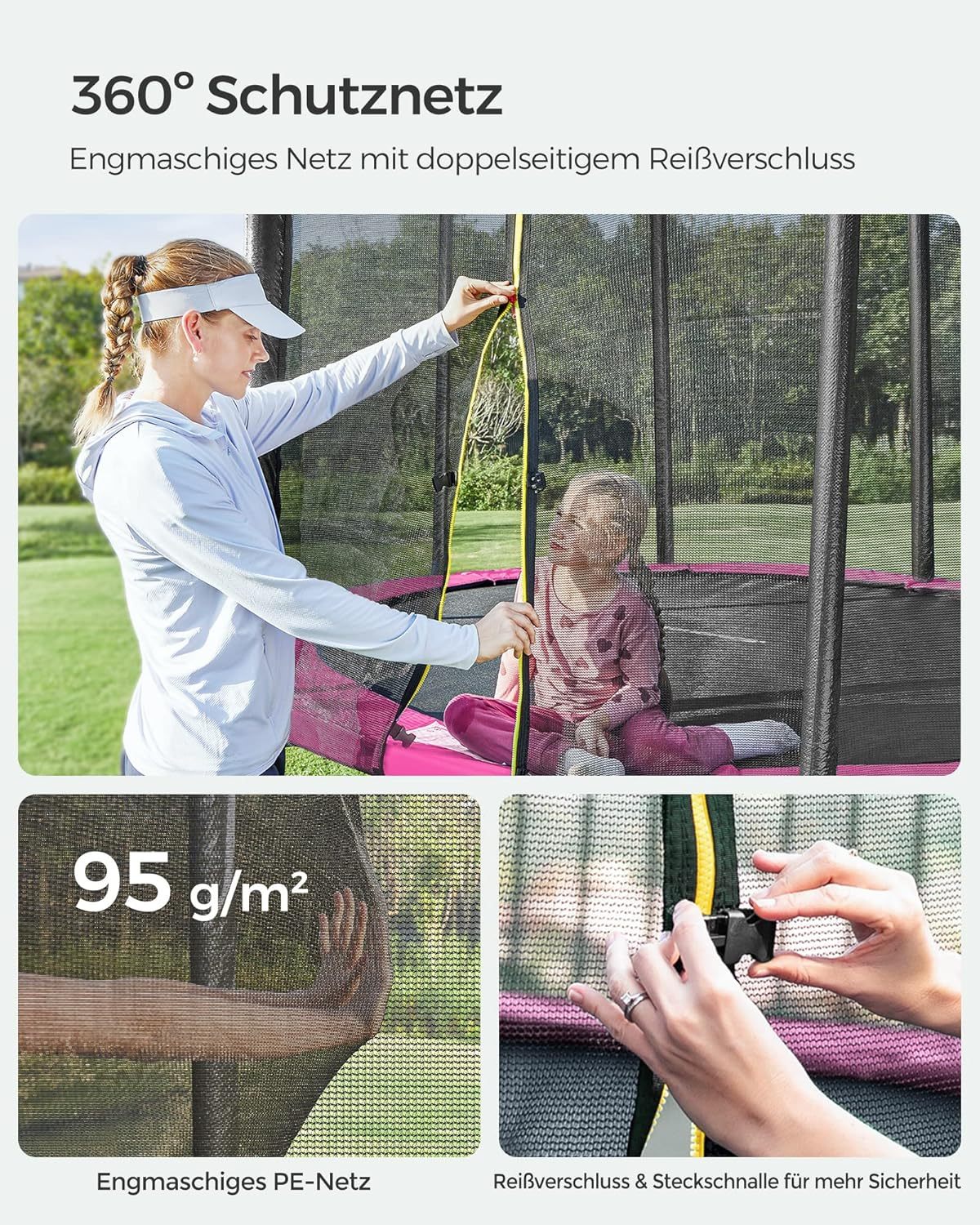 SONGMICS Outdoor Trampoline Ø 366cm, Round Garden Trampoline with Safety Net, Ladder and Padded Poles