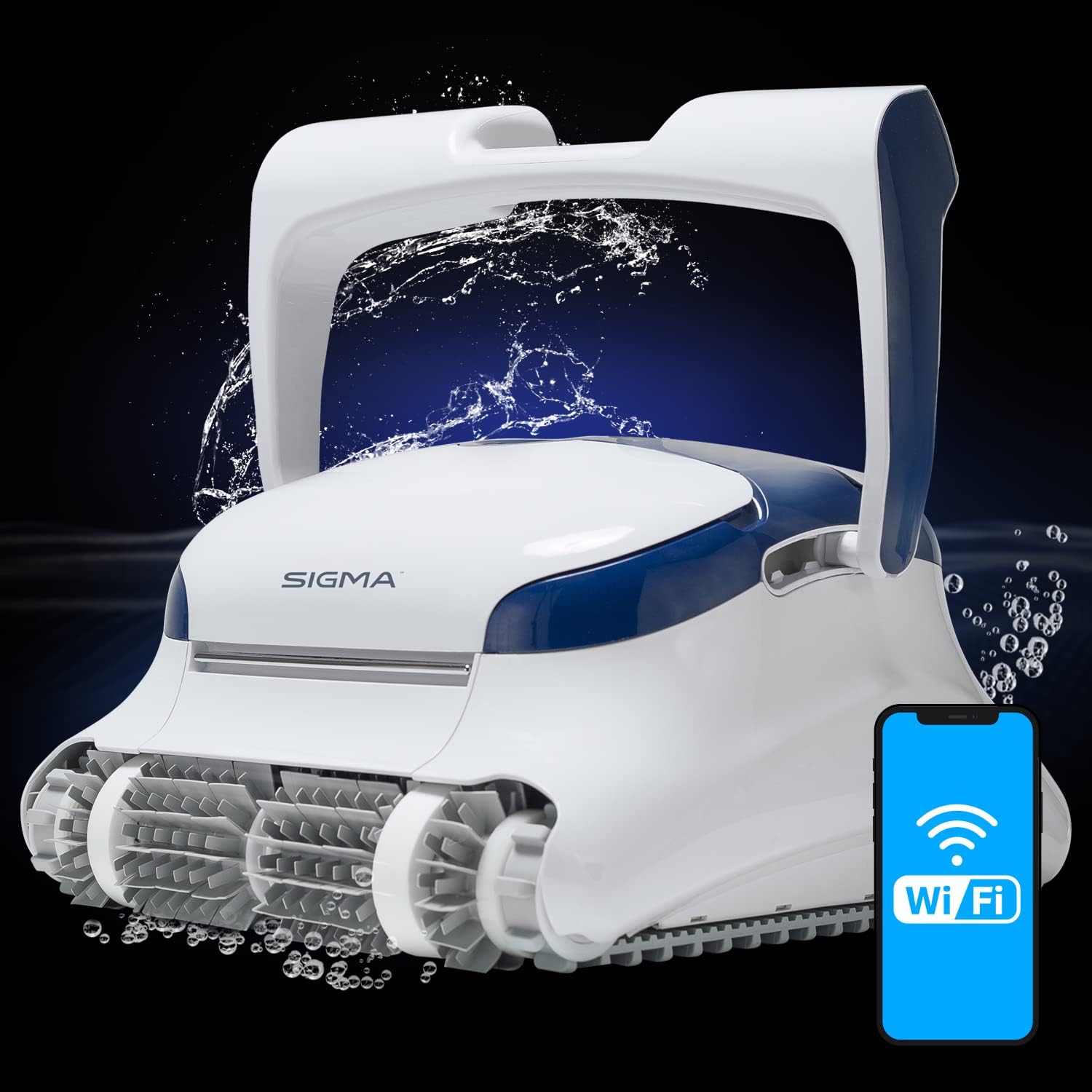 Dolphin Sigma Robotic Pool Cleaner (2025 Model) — Wi-Fi, App, Gyroscope, Weekly Timer, Waterline Cleaning & Massive Top-Loading Ultra-Fine and Standard Filters for In-Ground Swimming Pools up to 50ft