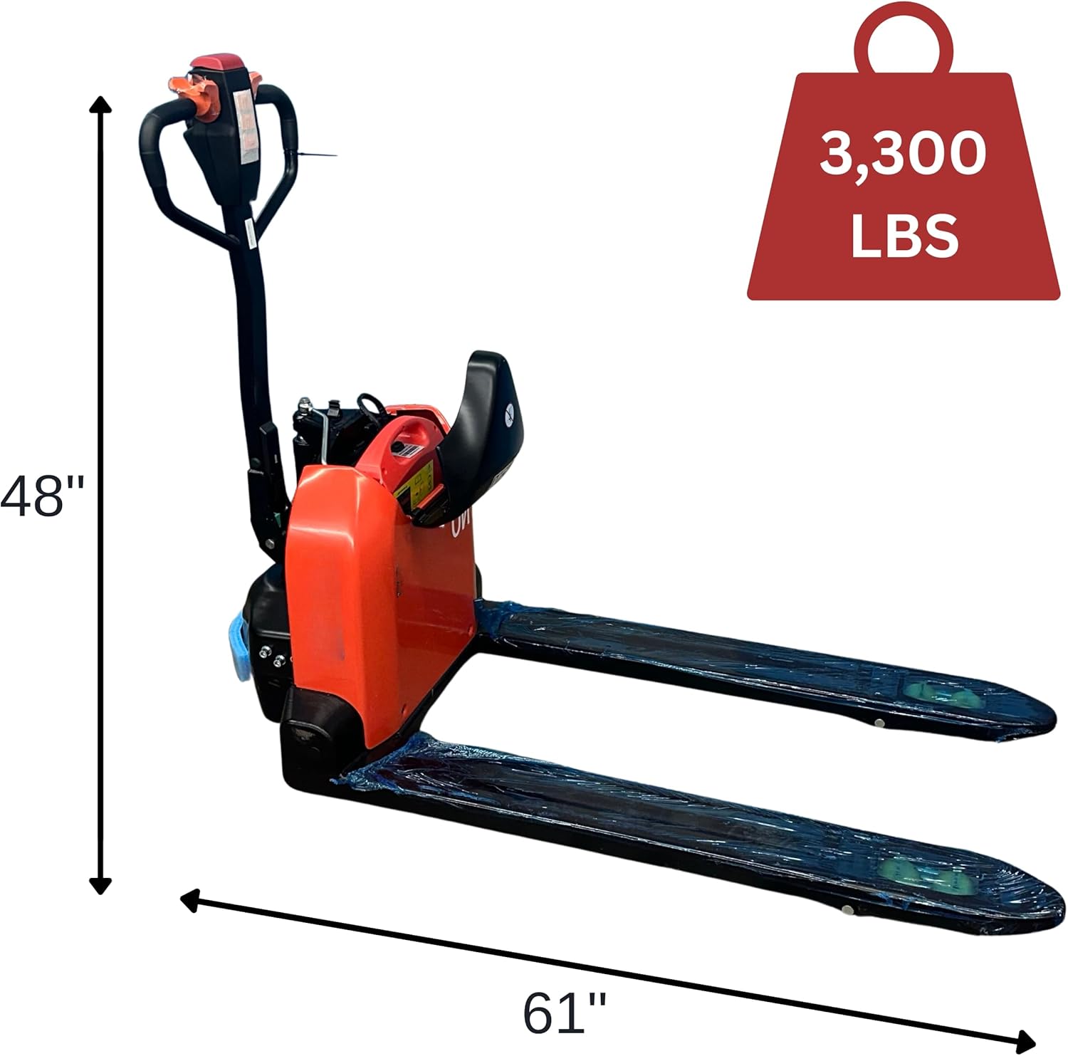 Heli Fully Electric Pallet Jack, 3,300-lbs Capacity Pallet Truck, Standard Duty 27 x 48 Forks, Lithium Battery Truck Motorized Lift Trucks