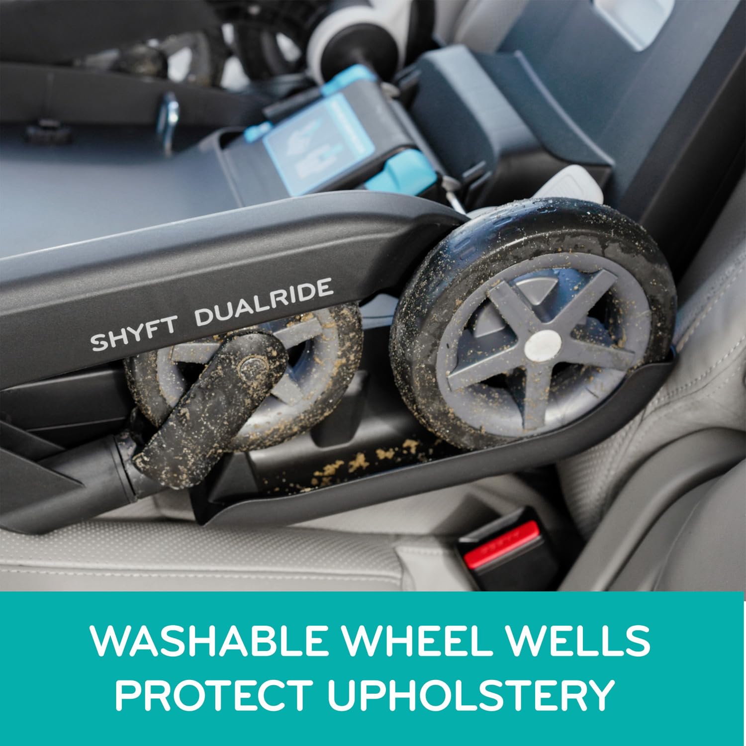 Evenflo Shyft DualRide baby car seat and stroller set with portable storage (Boone Gray)