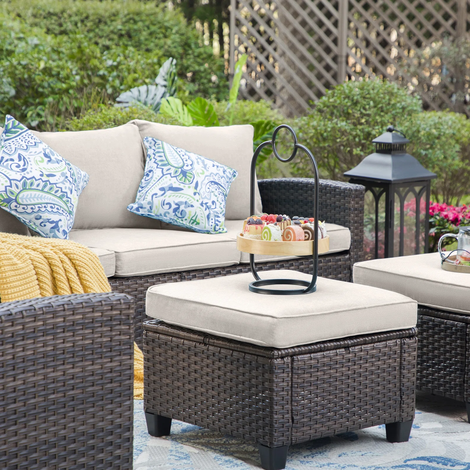 Wicker 9 - Person Garden Lounge Set with Cushions