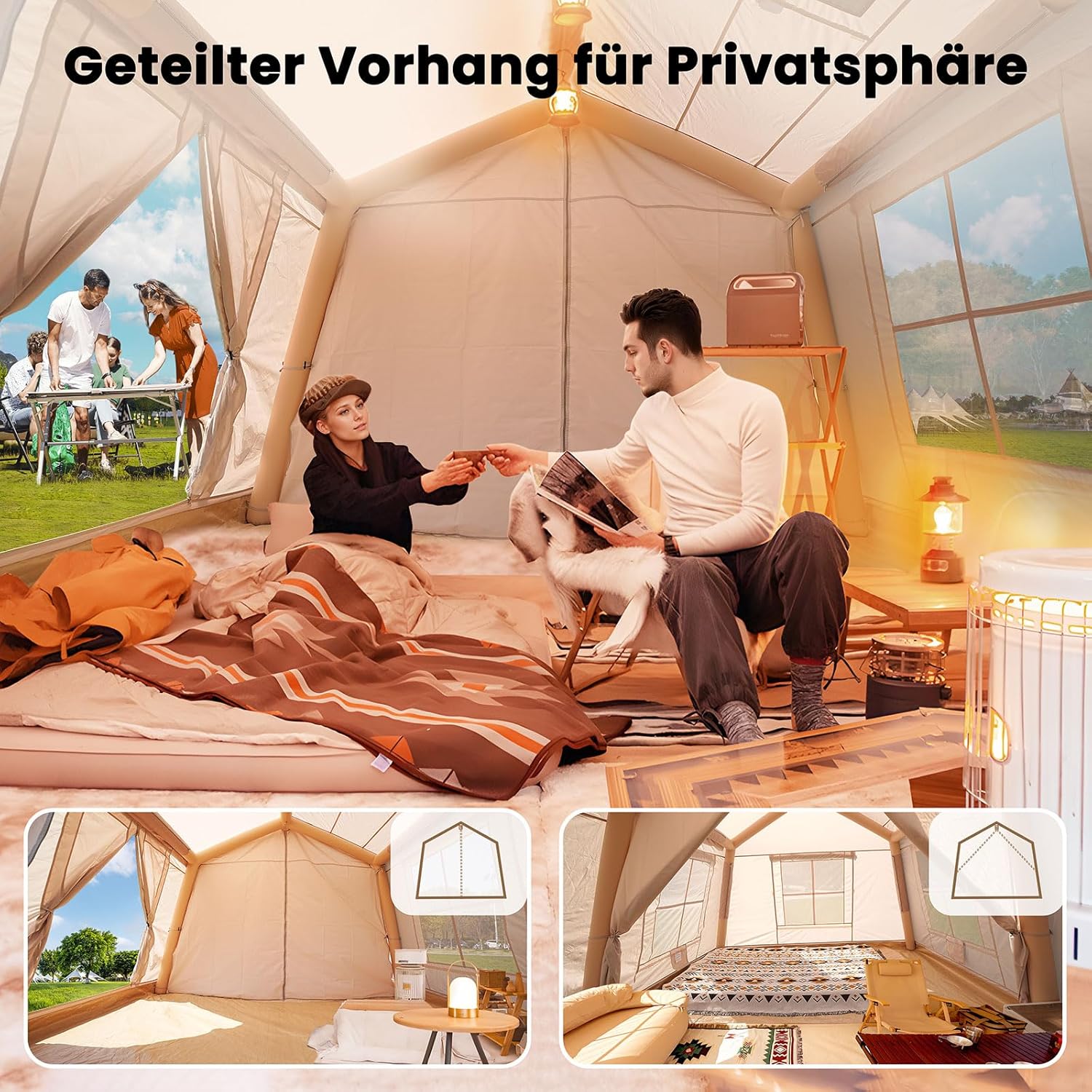 Ytaoeo Inflatable Tent for Camping, Outdoor Tent, Inflatable Camping Tent Made of Waterproof Oxford Fabric, Air Glamping Tents, Various Options