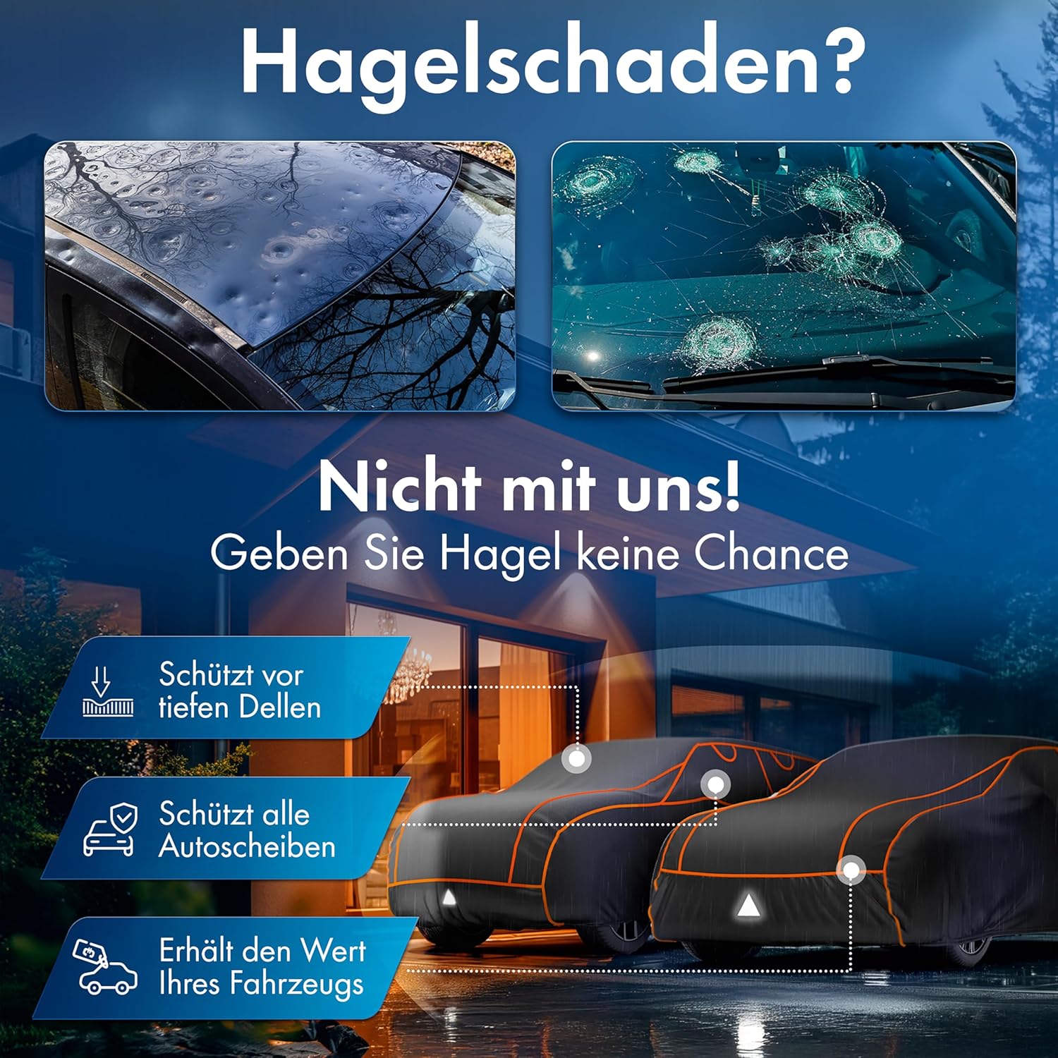 Walser hail protection tarpaulin car, award very good* car hail protection tarpaulin, TÜV tested* tarpaulin car Perma Protect, car garage cover, cover car, car cover size 2