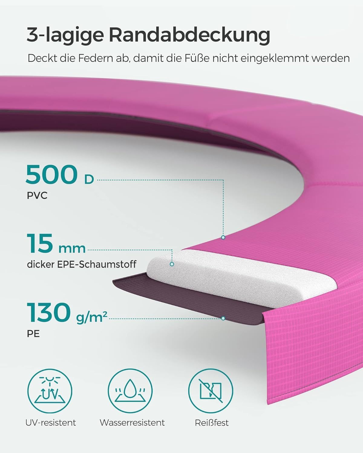 SONGMICS Outdoor Trampoline Ø 366cm, Round Garden Trampoline with Safety Net, Ladder and Padded Poles