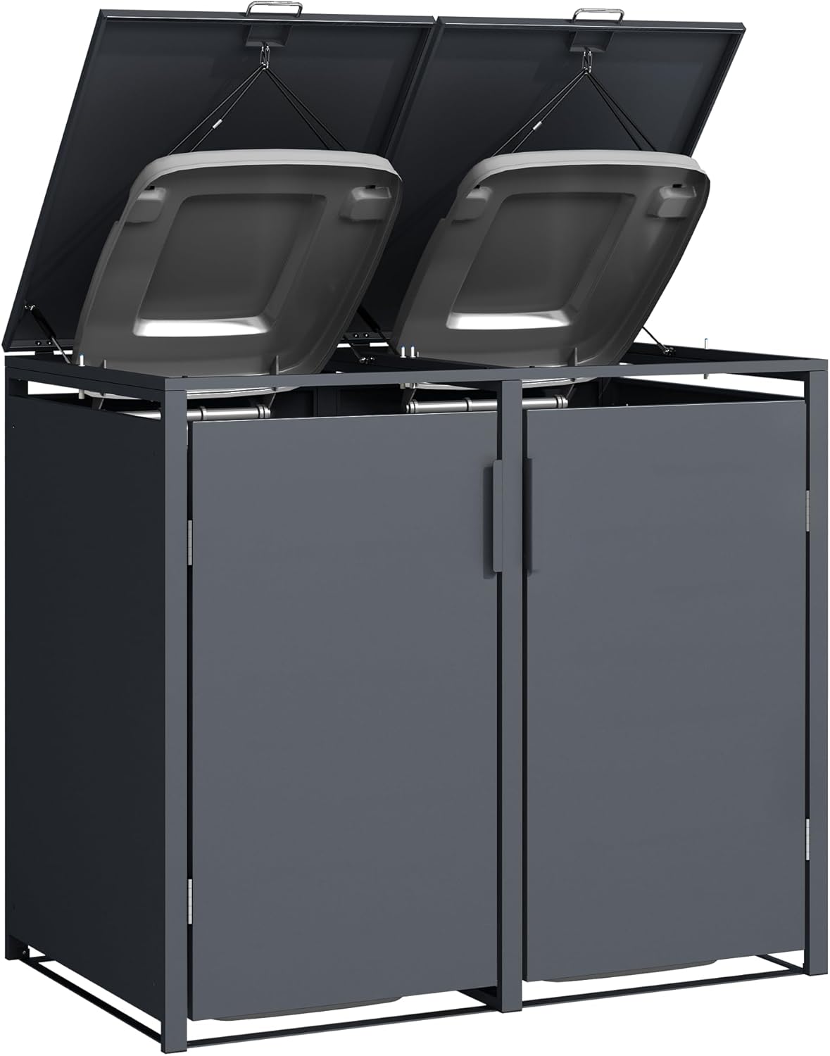 DEGAMO Munich Wheelie Bin Box for 4 x Bins 120 and 240 Litres Galvanised Steel Anthracite