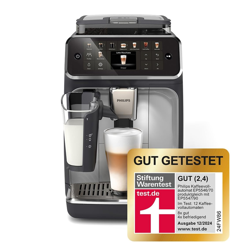 Philips Seria 5500 ekspres do kawy z Latte Go, technologia SilentBrew, szybki start. Aromatyczna kawa ze świeżo zmielonych ziaren, 20 gorących i lodowych napojów (‎EP5546/70)