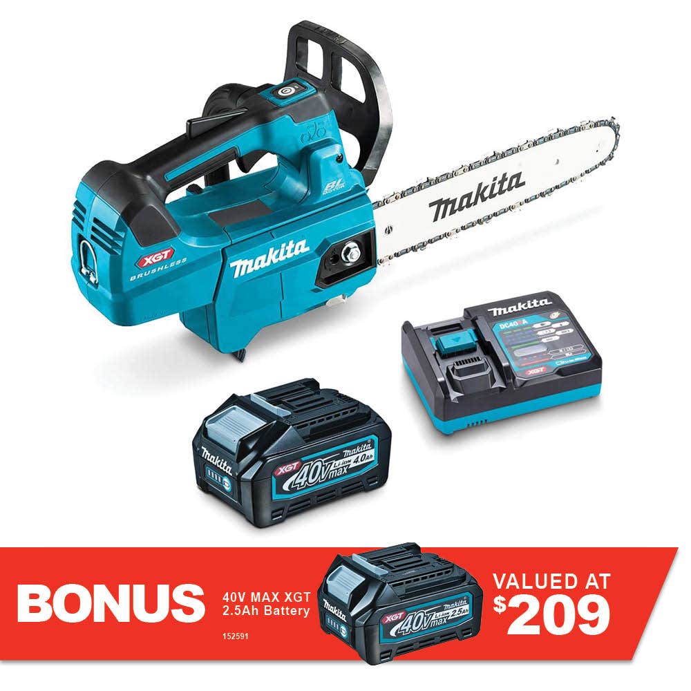 MAKITA 40V Max Brushless 300mm 1 x 4.0Ah Top Handle Chainsaw Kit UC003GM101