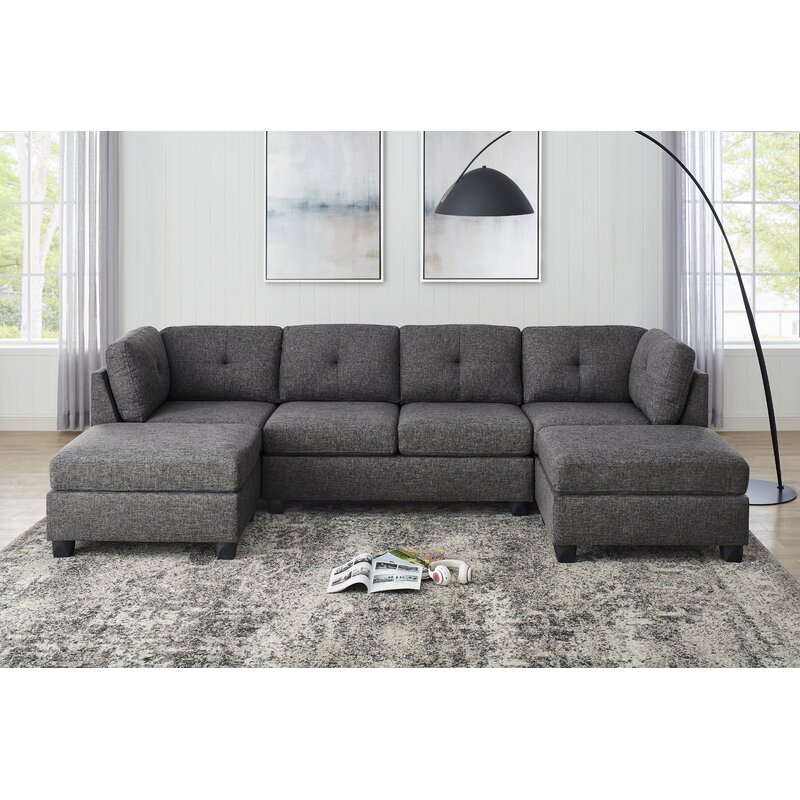 Chenault 92′′ Wide Reversible Modular Sofa & Chaise With Ottoman
