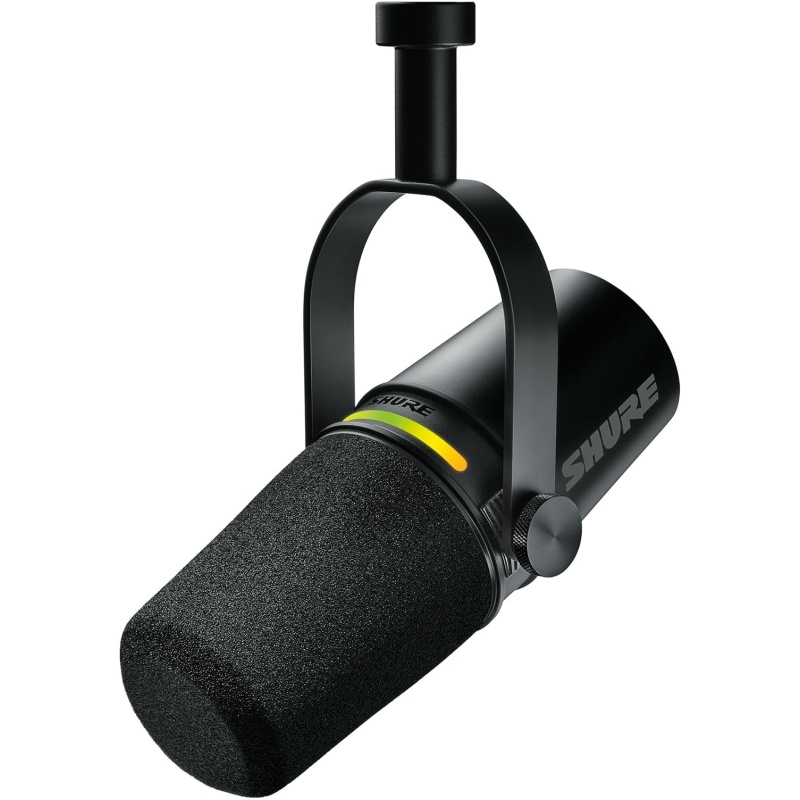 Shure MV7+ Microphone pour Podcast-Audio amélioré, Bandeau Tactile LED, Sorties USB-C et XLR, Mode Auto Level, Filtre Anti-Pop numérique, réverbération intégrée, podcasting, Streaming -Blanc