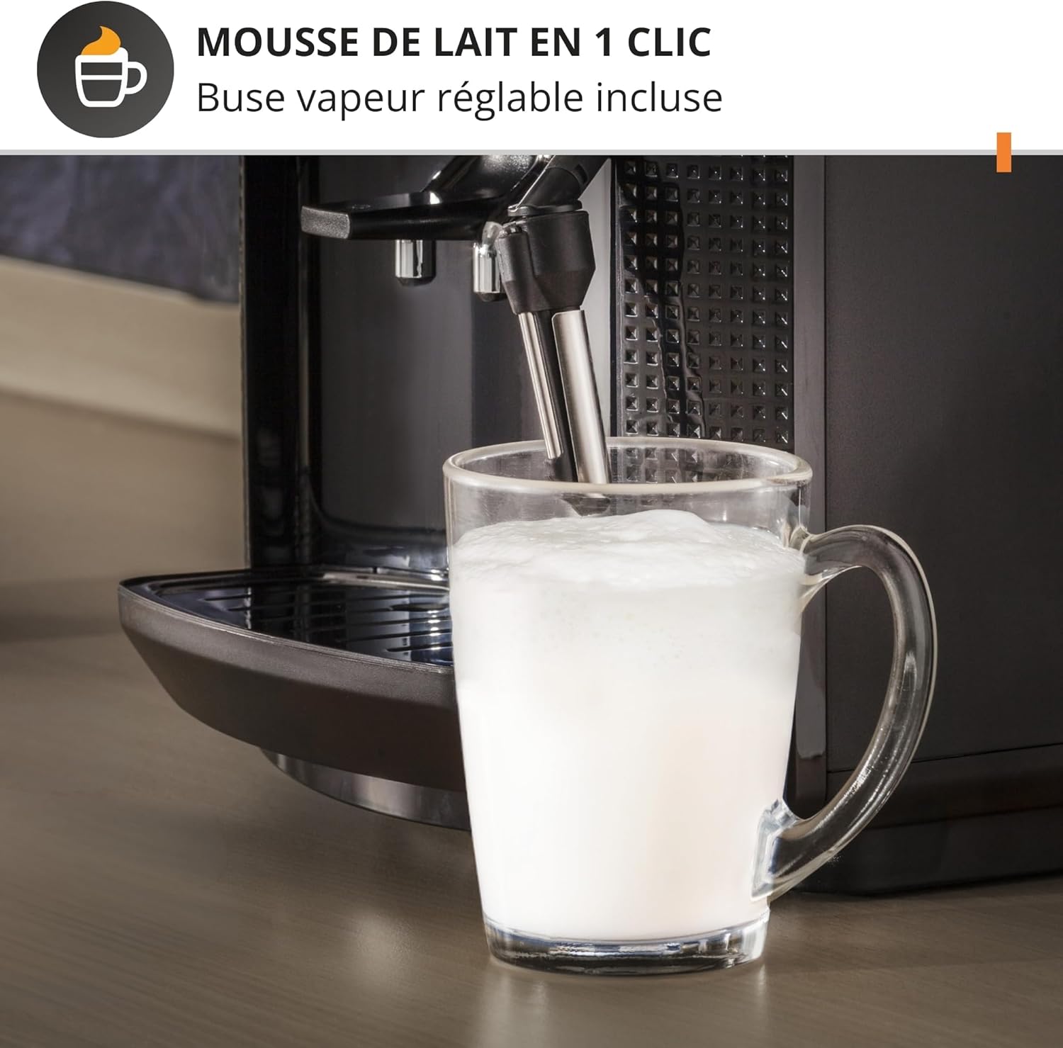 Krups Machine à café grain, 1,7 L, 2 tasses en simultané, Nettoyage automatique, Buse vapeur pour Cappuccino, Cafetière espresso, Essential noire YY8125FD