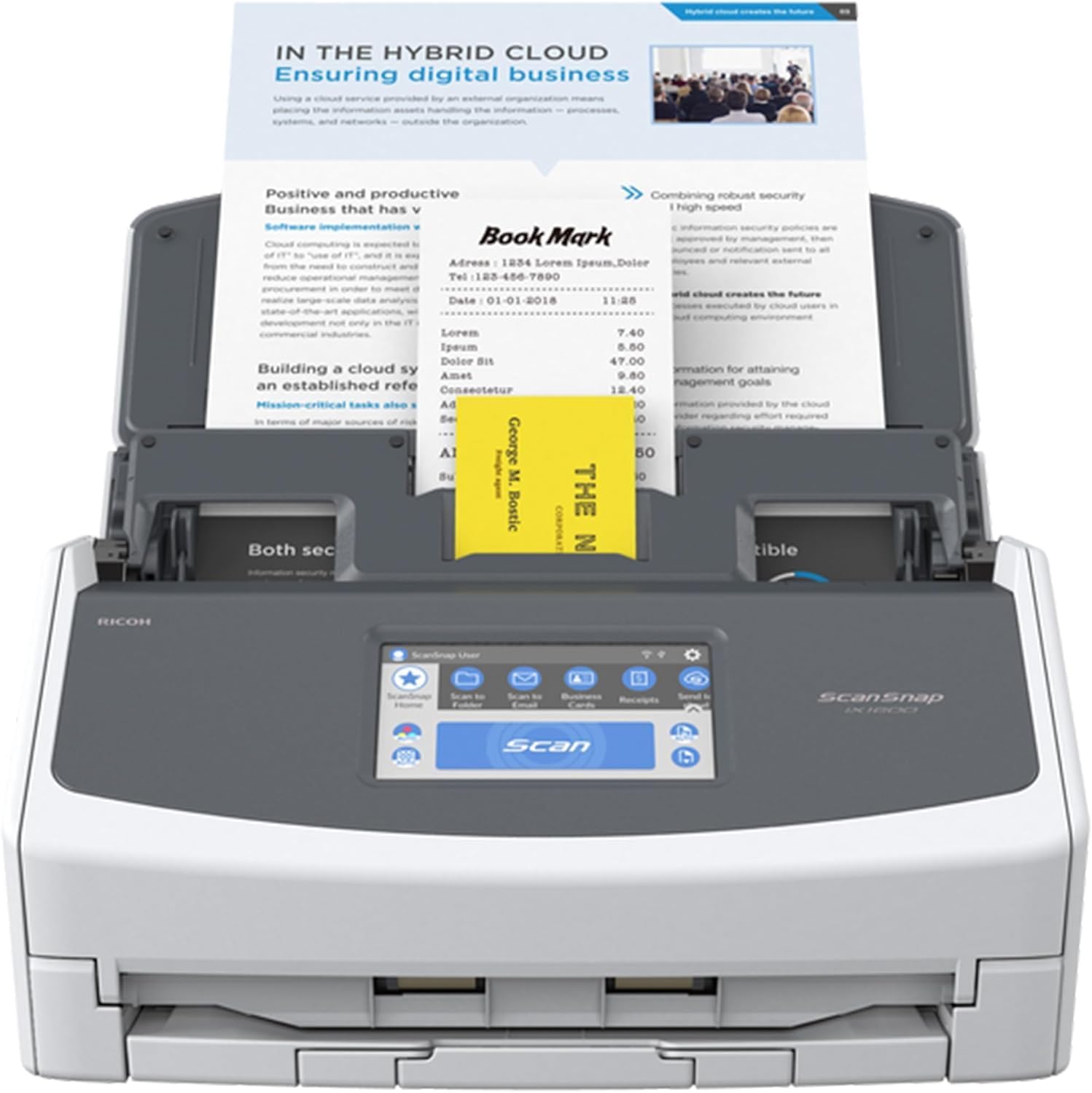 iX1600 ScanSnap Scanner (White) - A4, A5, A6, B5, B6, Business Card, Postcard, Letter, Legal and Custom, Duplex, Wi-Fi, USB 3.2, (40 Pages/80 Images/Min) with ADF, White, ADF, 40 ppm