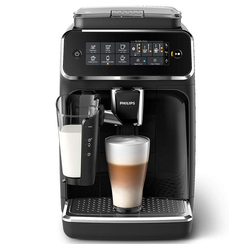 Philips 3200 Series Fully Automatic Espresso Machine w/ LatteGo, Black (Renewed)
