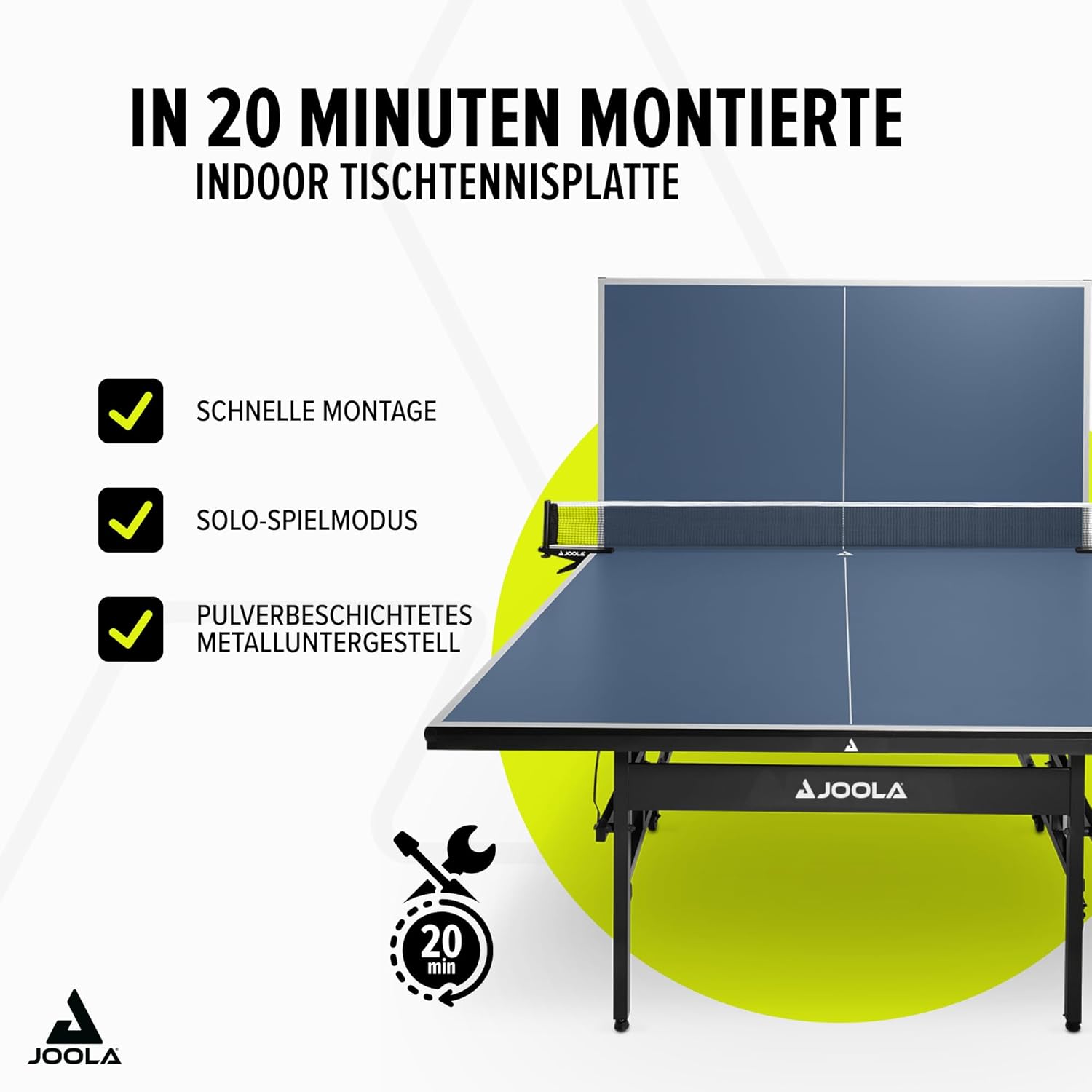 JOOLA Indoor Table Tennis Table Foldable - Quick Assembly - Includes Table Tennis Net, 274 x 152.5 x 76 cm