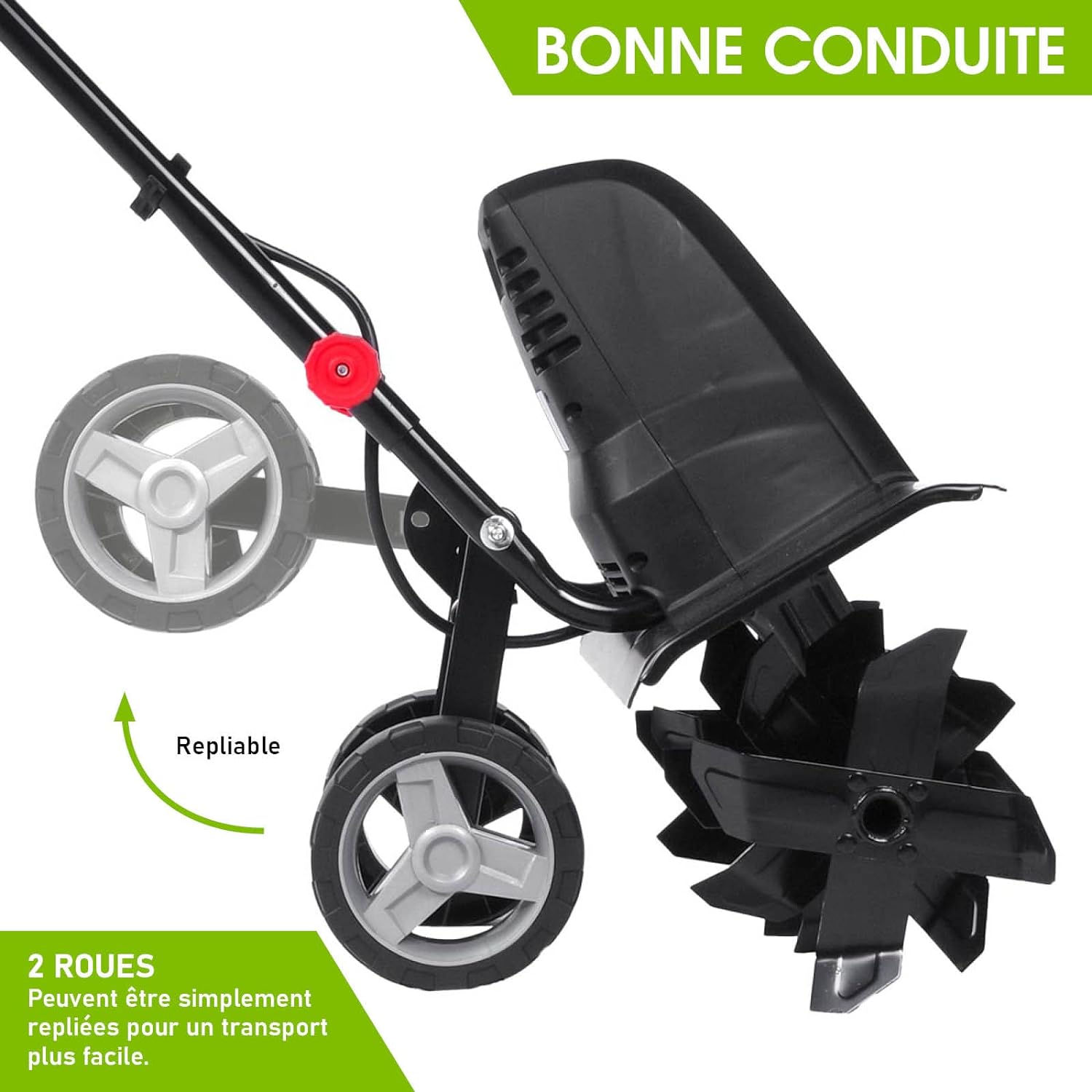 BRAST electric tiller: 1500 Watt - 45 cm Width, 22 cm Working Depth - 6 Cutters - 24 Blades -3 Mod Diff. power - very safe - 400 TRS/Min - electric tiller, Wired