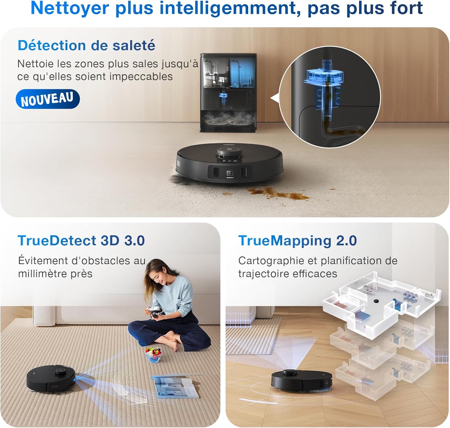 ECOVACS X8 PRO OMNI Robot Vacuum Cleaner with All-In-One Station, 18000Pa Power, Instant Automatic Cleaning OZMO ROLLER, 75℃ Hot Water Cleaning, Automatic Cleaning Solution Addition