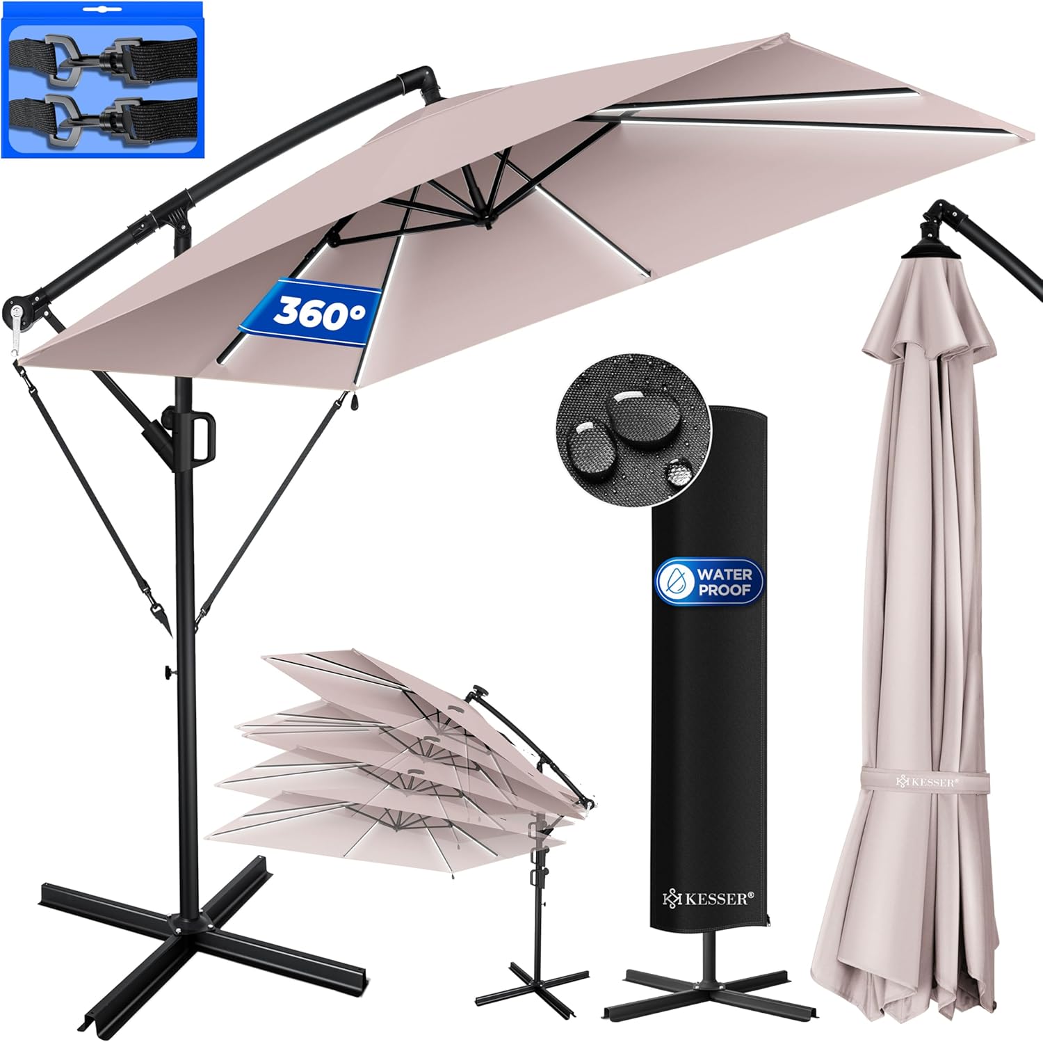 KESSER® Holly Parasol Rectangular with Cover