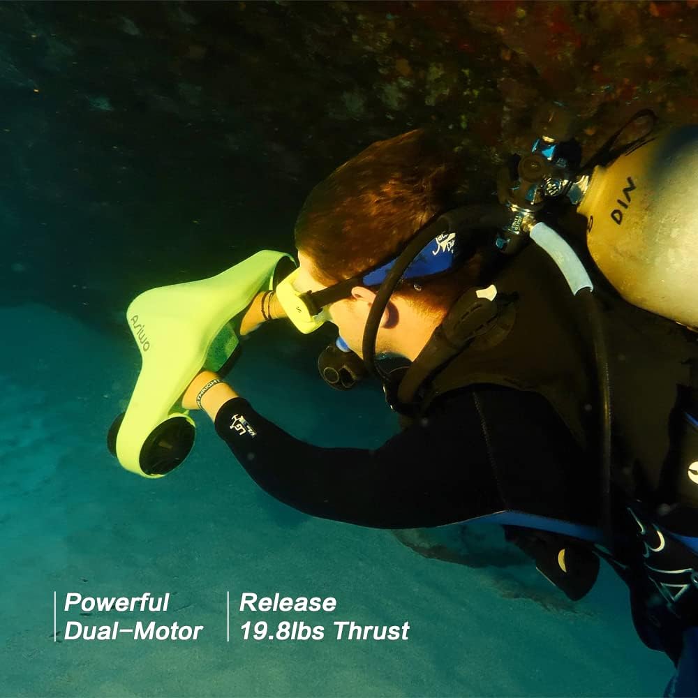 Asiwo Underwater Scooter with Action Camera Mount - Waterproof Dual Motor Sea Scooter for Diving, Swimming, Snorkeling