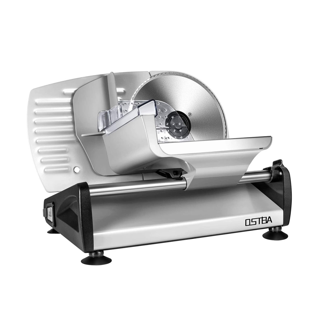 OSTBA SL-518 Electric Deli Food Slicer with Child Lock Protection, Removable 19cm Stainless Steel Blade and Food Carriage, 0-15mm Adjustable Thickness Food Slicer Machine for Meat, Cheese, Bread,150W