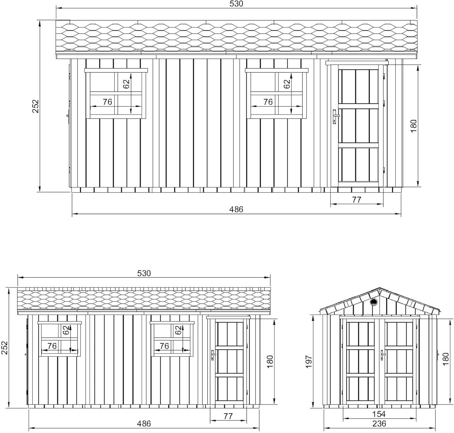 Timbela M915C-Harvest Honey Premium Quality Garden Shed 11.47 m² - Height 252 x 250 x 530 cm - Assembly of LP Smartside Panels - with Floor and Bitumen Tiles