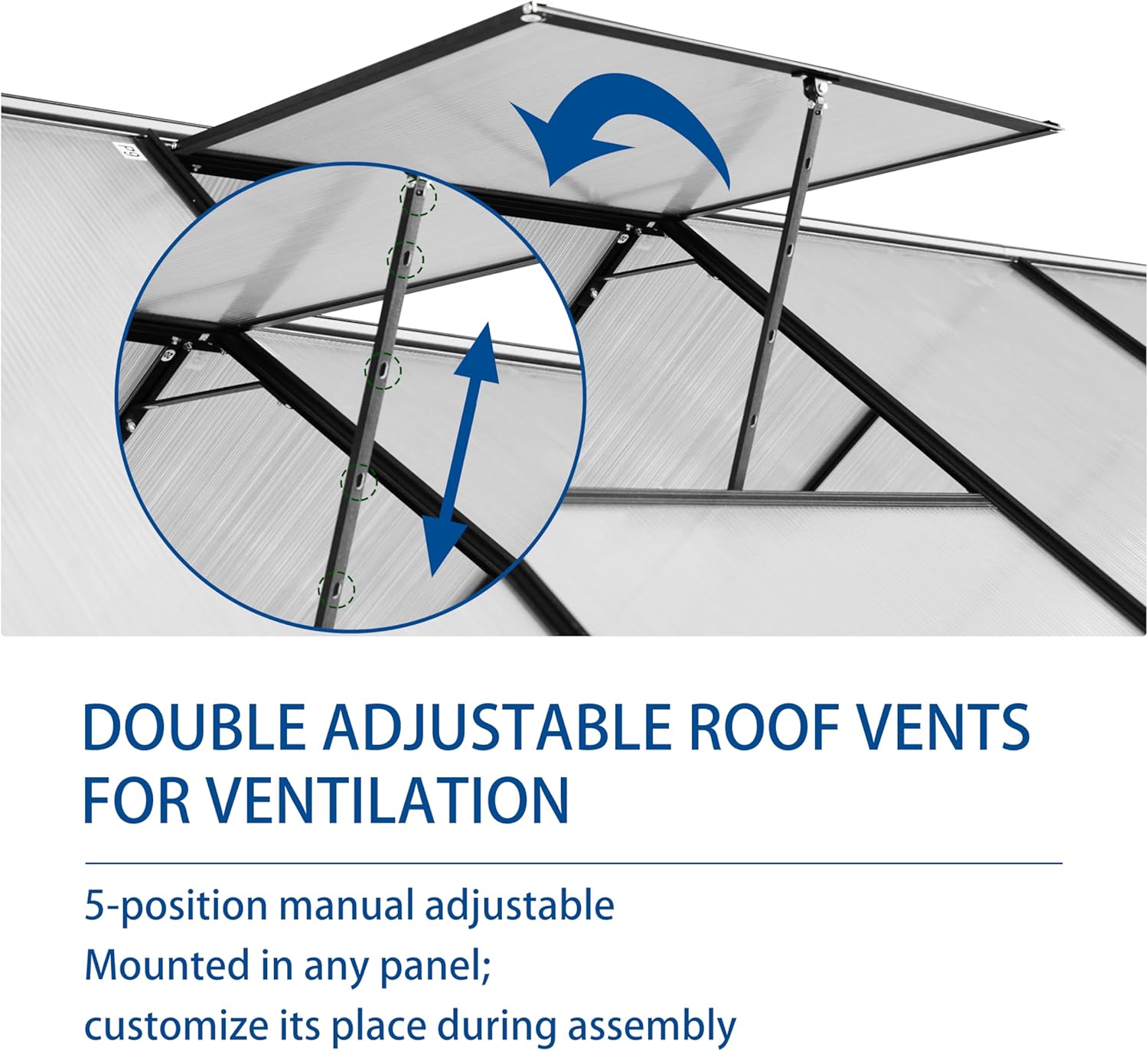 Heavy Duty Aluminum Walk-in Greenhouses w/ Raised Base for Outdoor Garden Backyard,Black