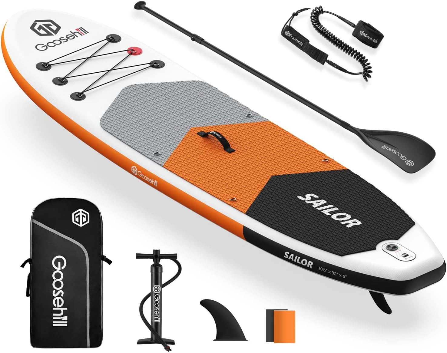 Goosehill Inflatable Stand Up Paddle Board, Premium SUP Package, 10' Long 32 Wide 6 Thick, Patterns Open for Customization