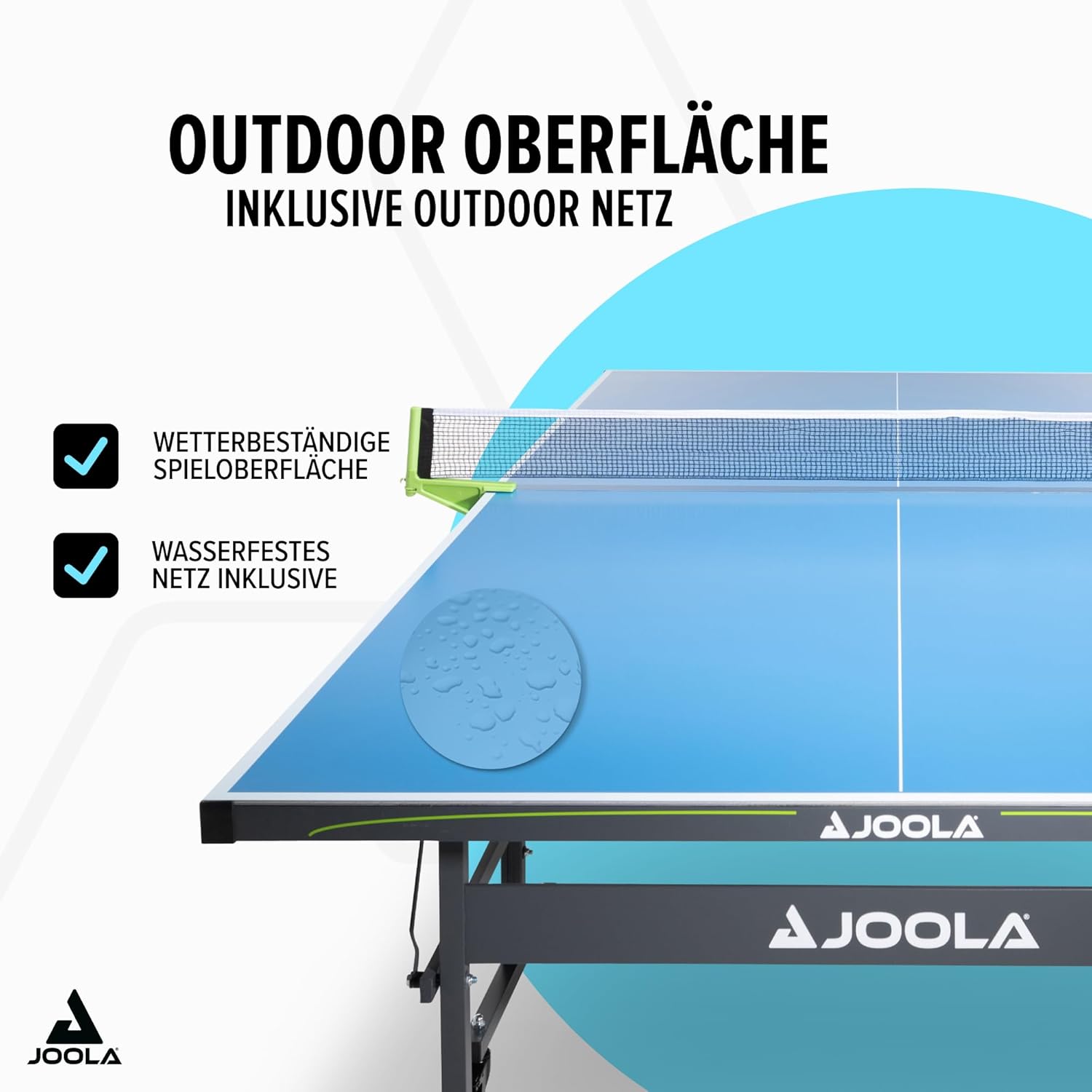 JOOLA Outdoor Table Tennis Table - Professional Table Tennis Table 6 mm Aluminium Composite Surface - Weatherproof Foldable - Includes Net