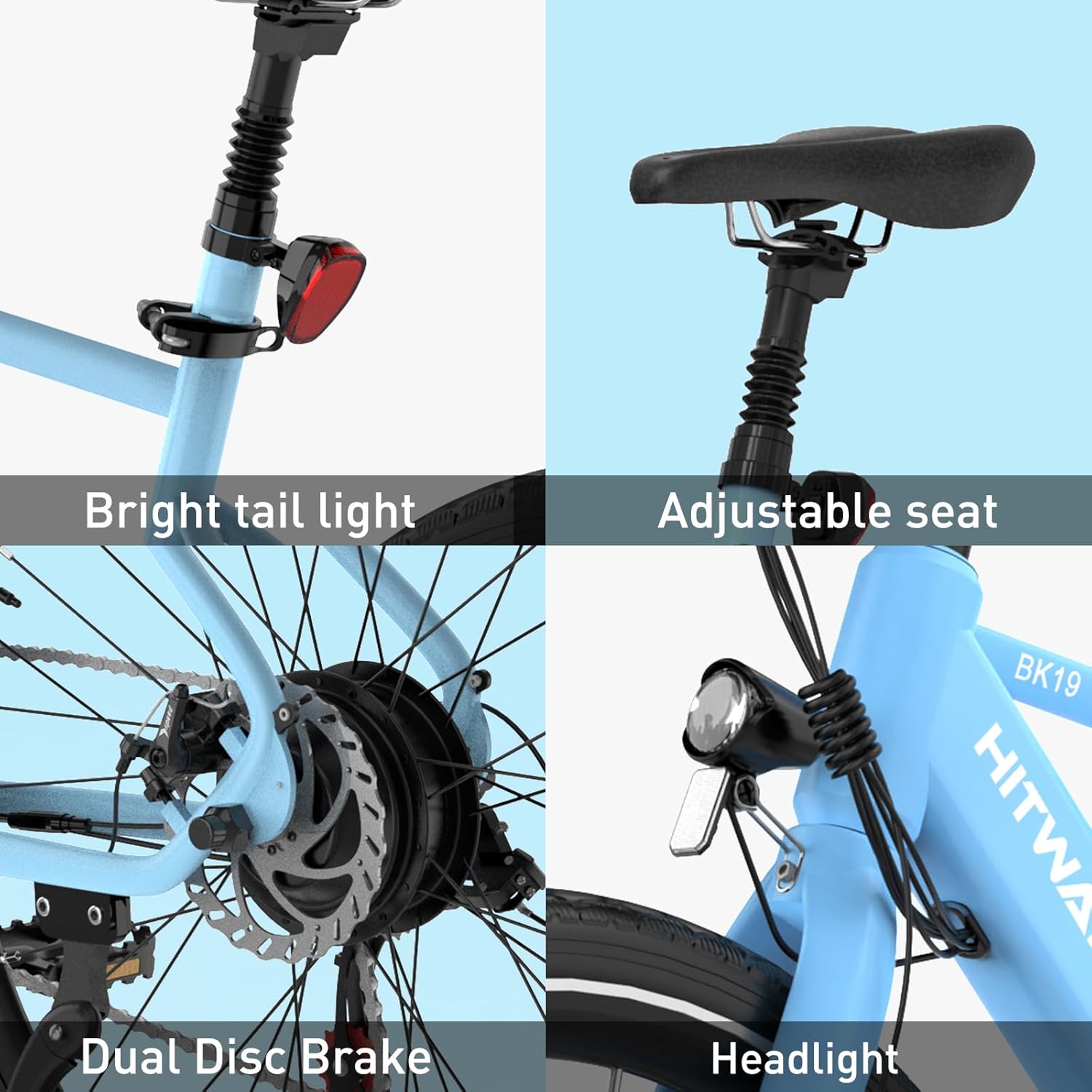 HITWAY E Bike 27.5 Inch Electric Bicycle, 700c E City Bike Pedelec with 36 V 12 Ah Removable Battery, 250 W Motor, 7 Speed Electric Mountain Bike, MTB Ebike for Adults, Range 45-80 km